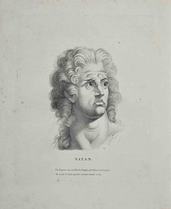 Antique Portrait of Satan - Original Etching by Heinrich Fuseli - 1810