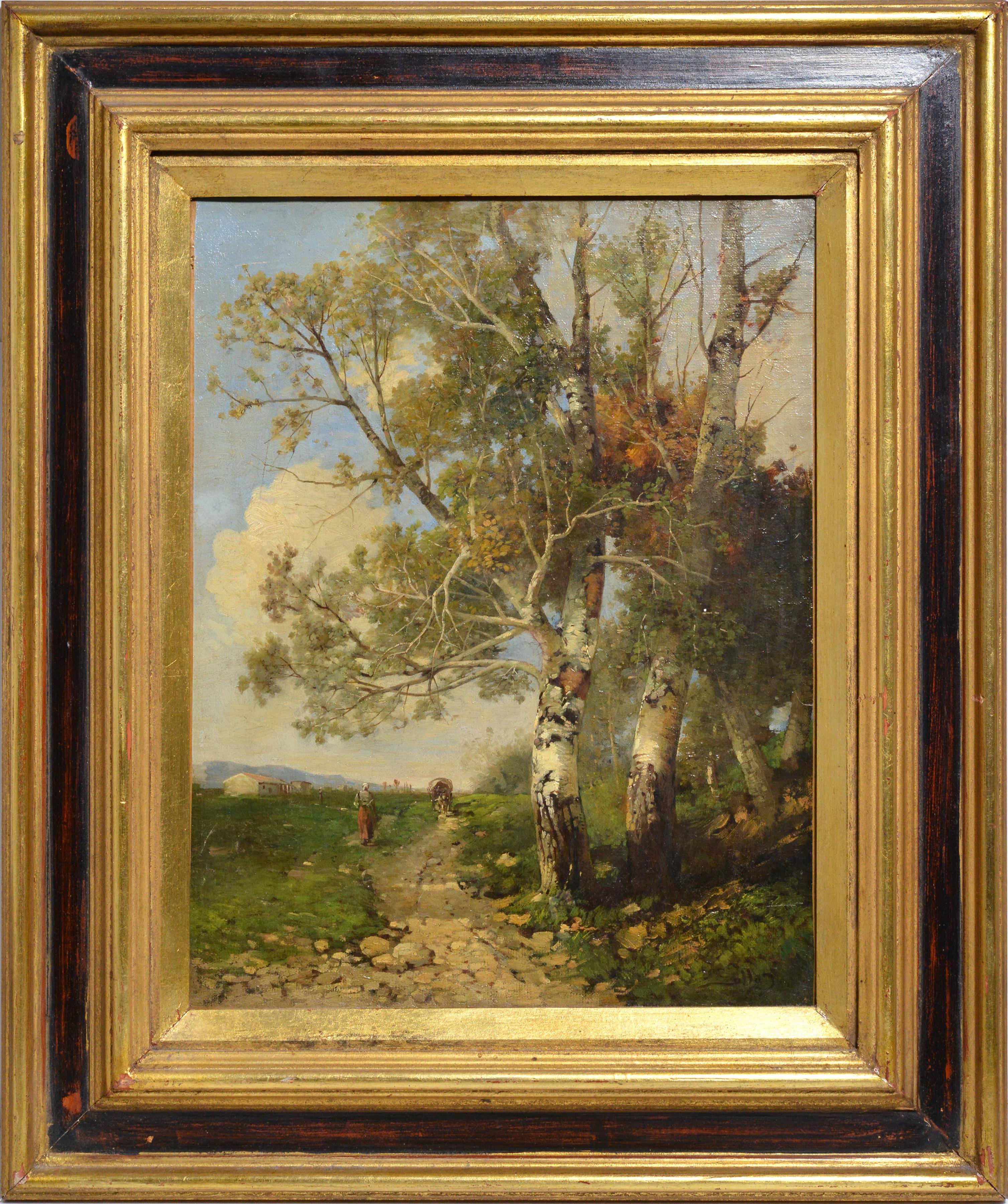 Heinrich Gollob Landscape Painting - Summer Landscape with Birches by Austrian Master Gollob Early 20th century Oil