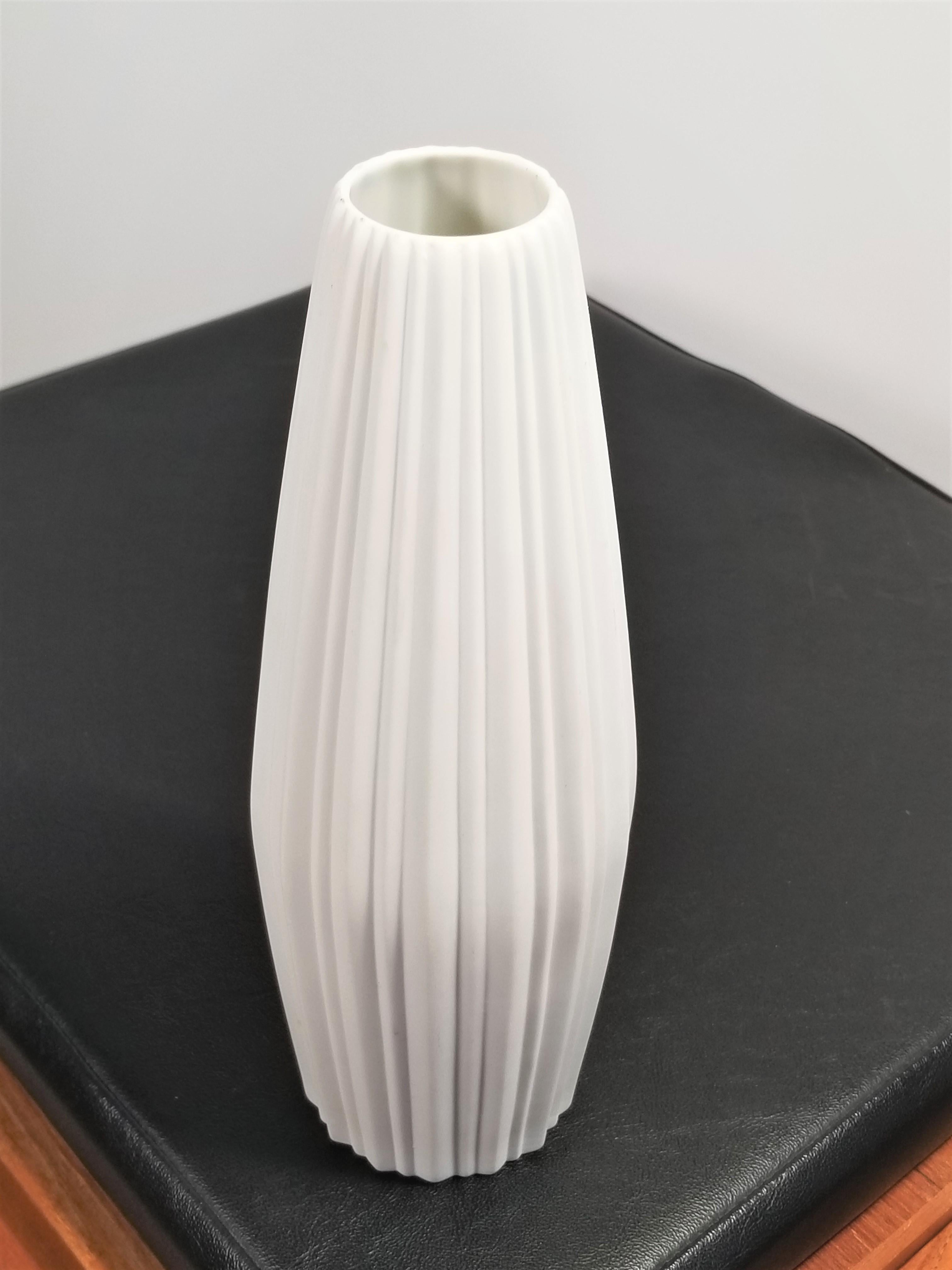 Heinrich  West Germany  Selb 1960's Dull Biscuit Porcelain Precious White Vase