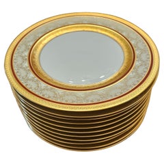 Set of 11 Heinrich H&Co Selb Bavaria Gold Encrusted Porcelain Dinner Plates