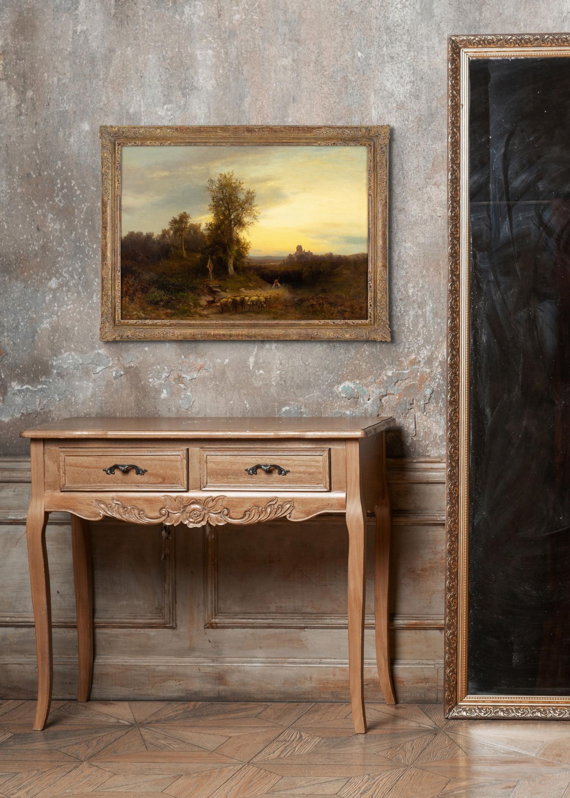 Heinrich Hiller, Paesaggio serale con pastore ed edicola 2