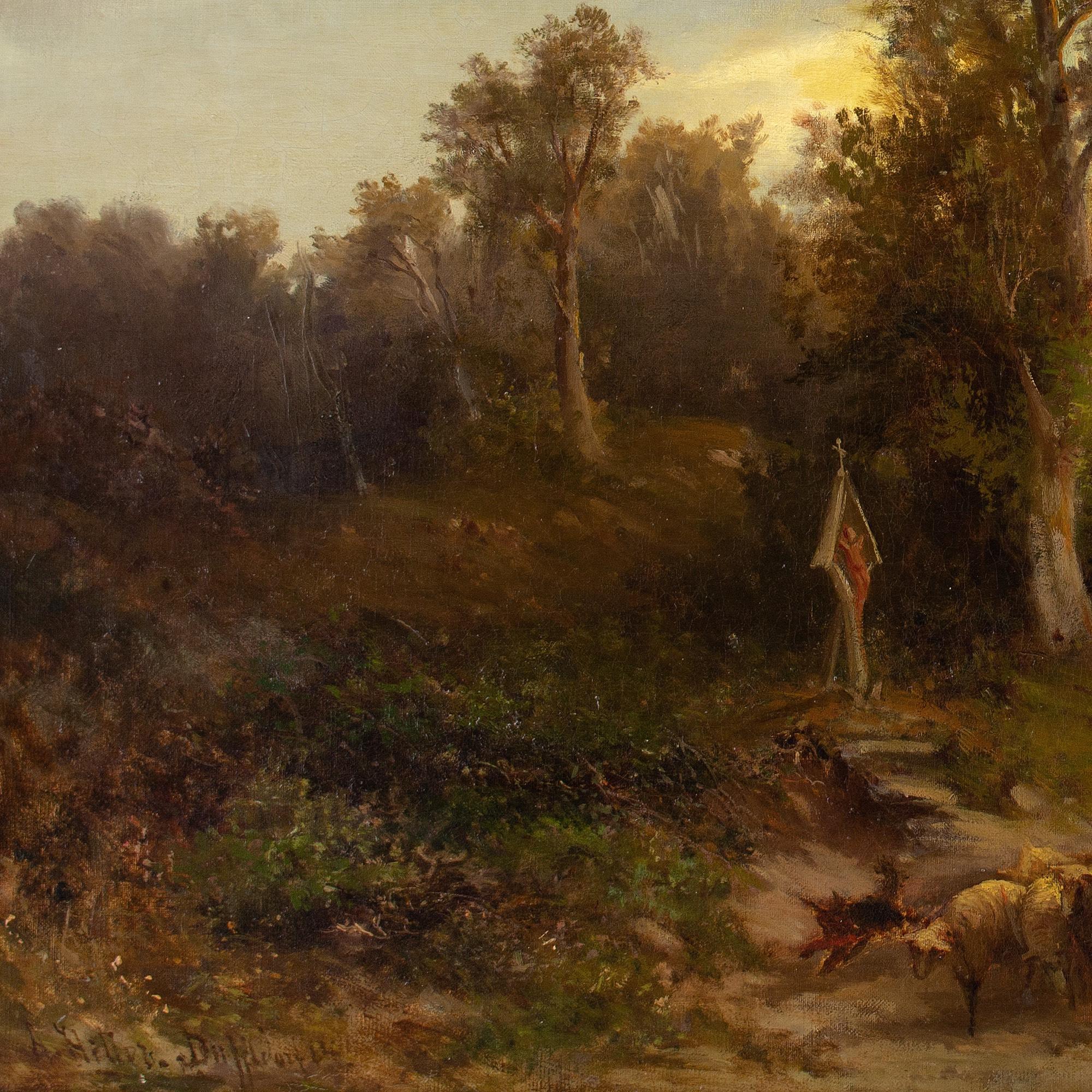 Heinrich Hiller, Paesaggio serale con pastore ed edicola 7