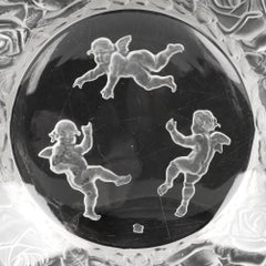 Heinrich Hoffmann Art Deco Floral Glass Bowl with Engraved Cherubs
