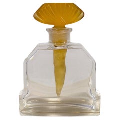 Heinrich Hoffmann Art Deco Glass Scent Bottle Nude Dauber Gold Fan Shaped