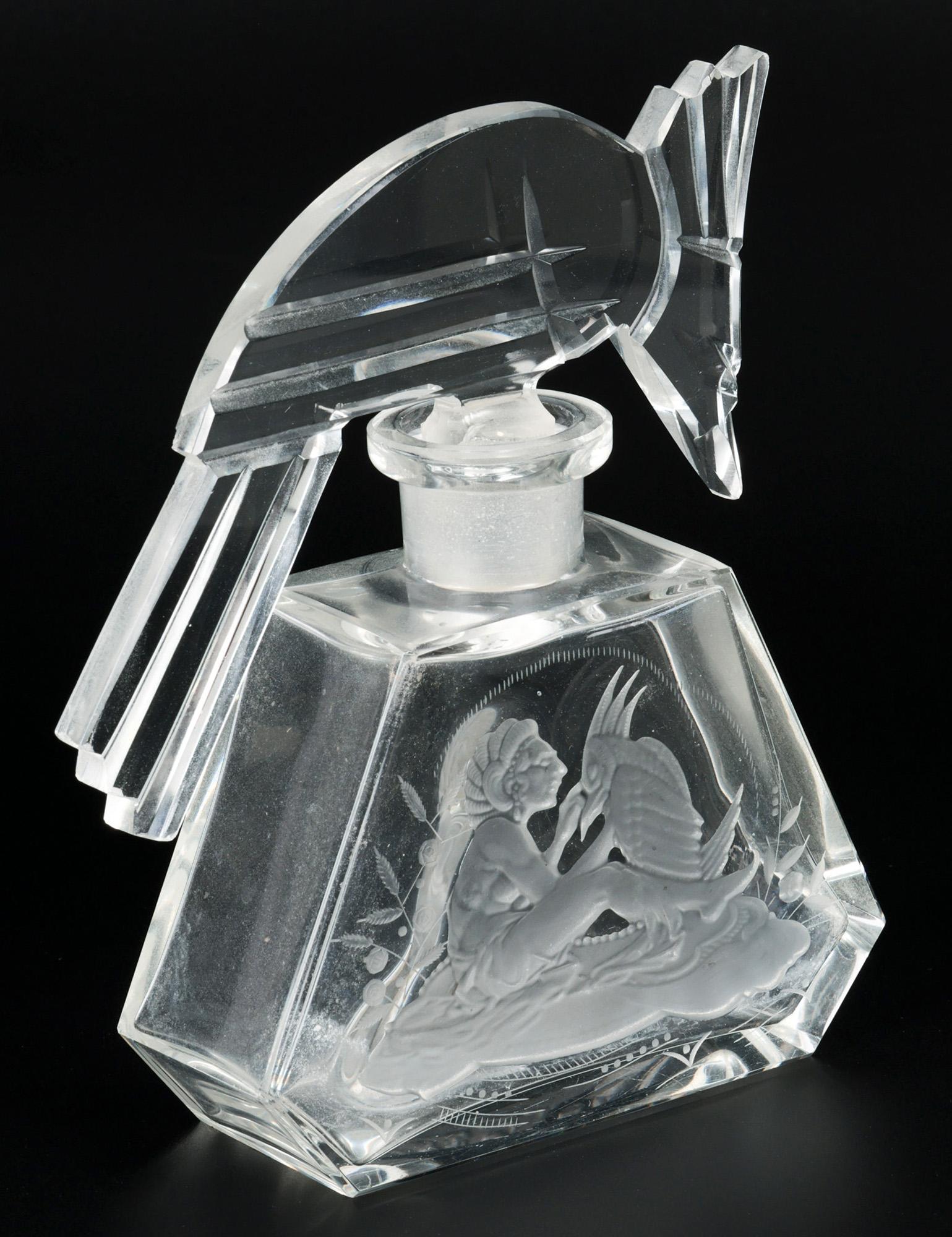 Heinrich Hoffmann Art Deco Parrot Glass Perfume Bottle 10