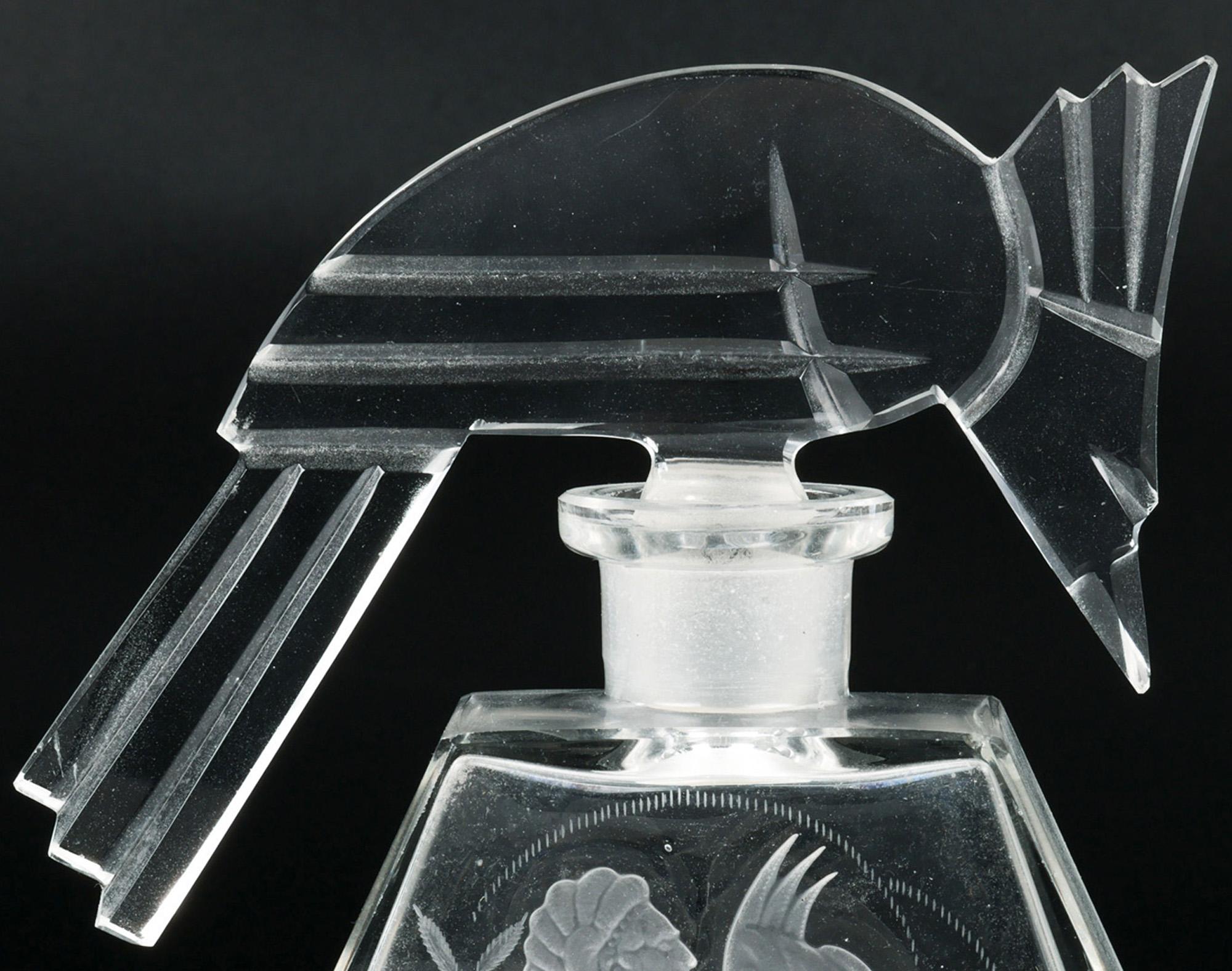 Czech Heinrich Hoffmann Art Deco Parrot Glass Perfume Bottle