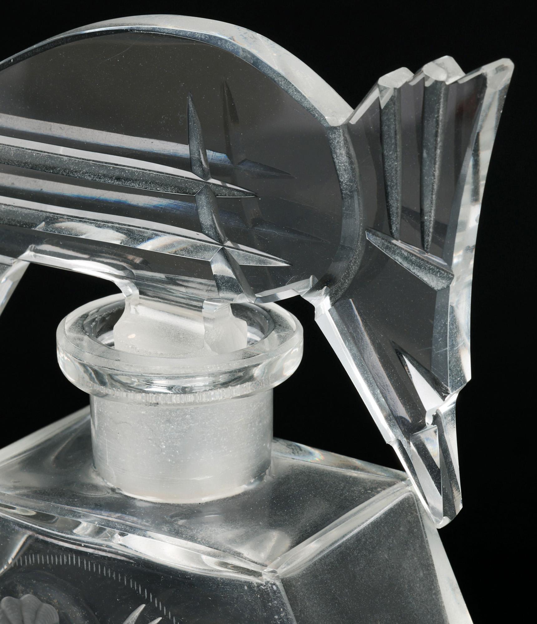Etched Heinrich Hoffmann Art Deco Parrot Glass Perfume Bottle