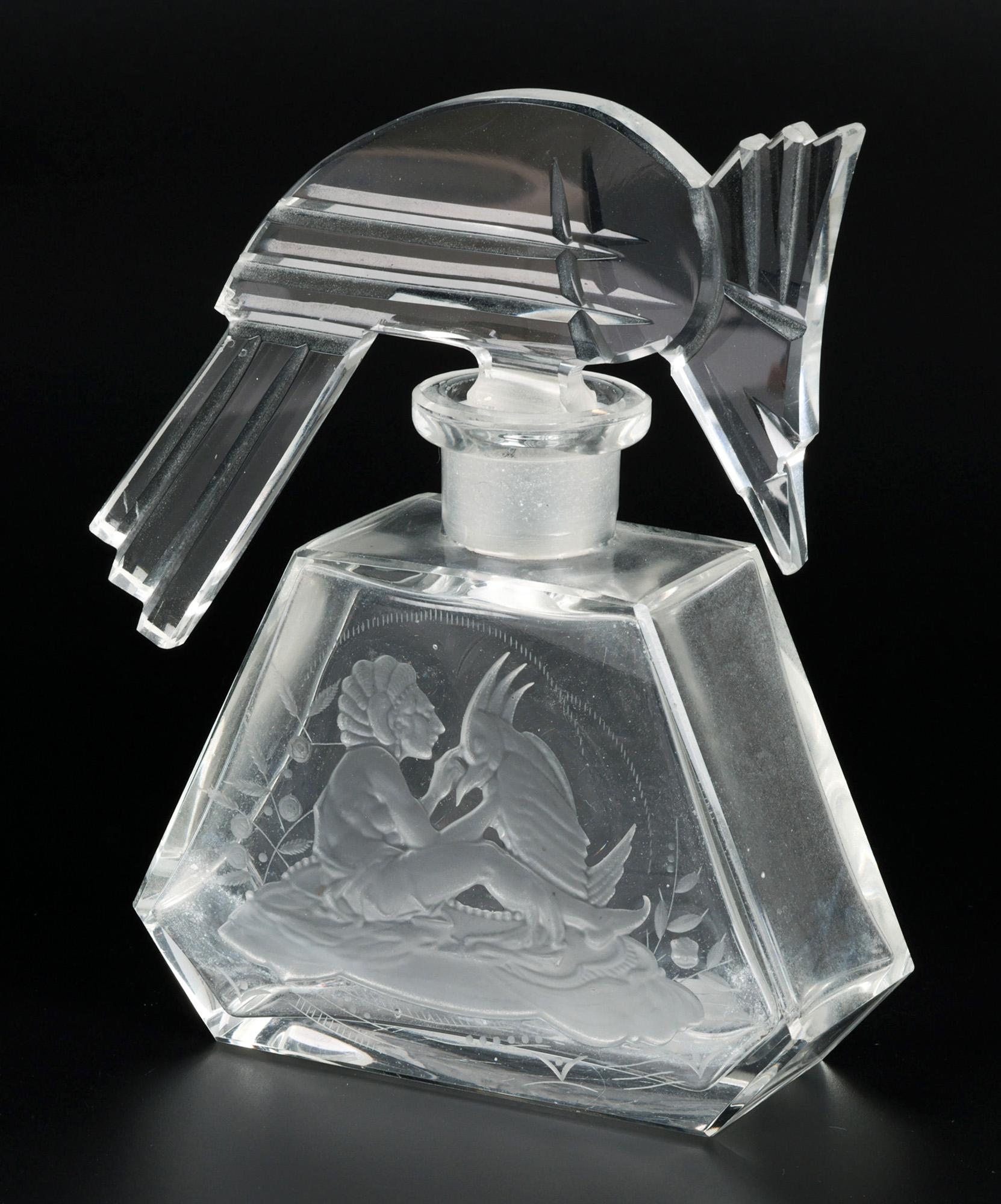 Heinrich Hoffmann Art Deco Parrot Glass Perfume Bottle 2