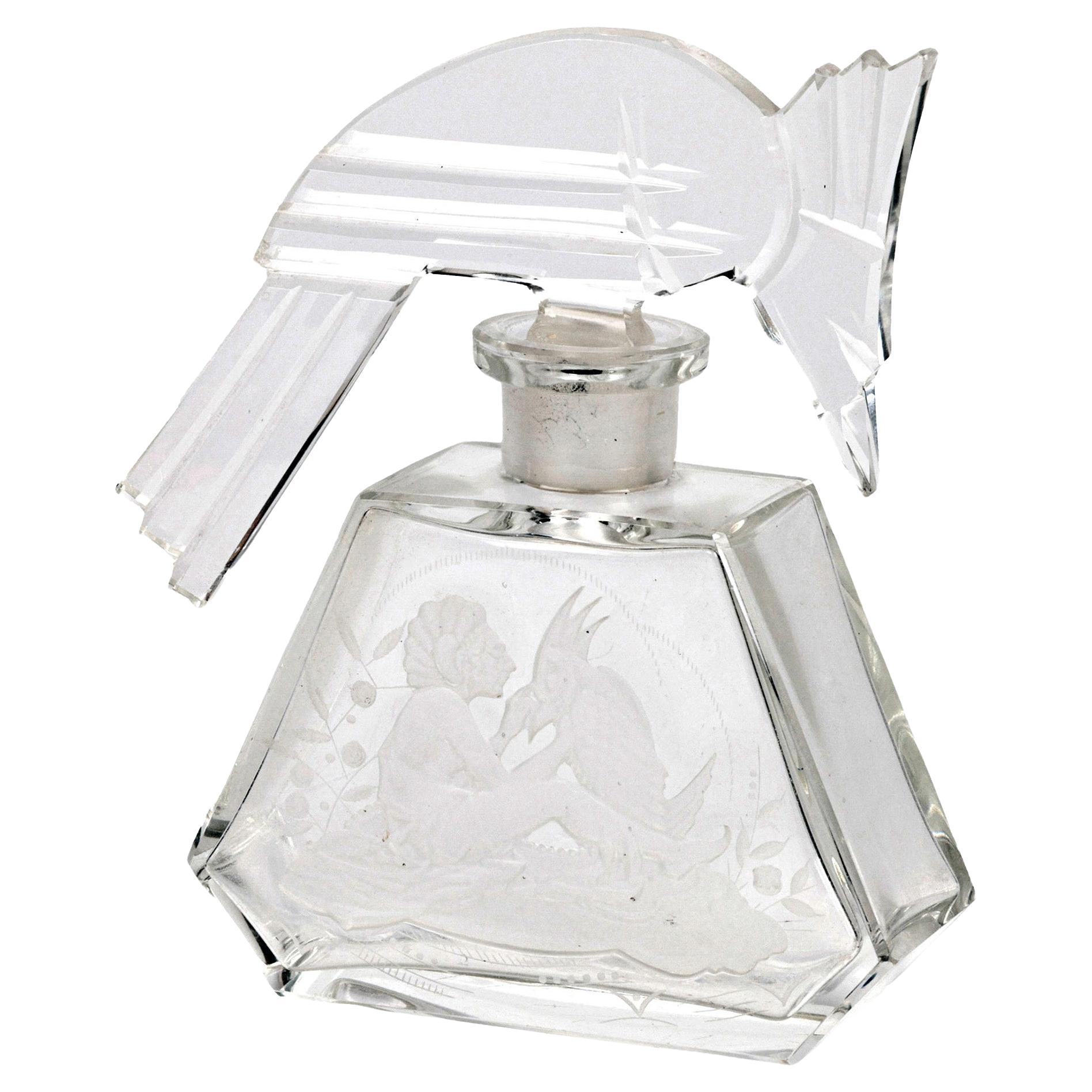Heinrich Hoffmann Art Deco Parrot Glass Perfume Bottle