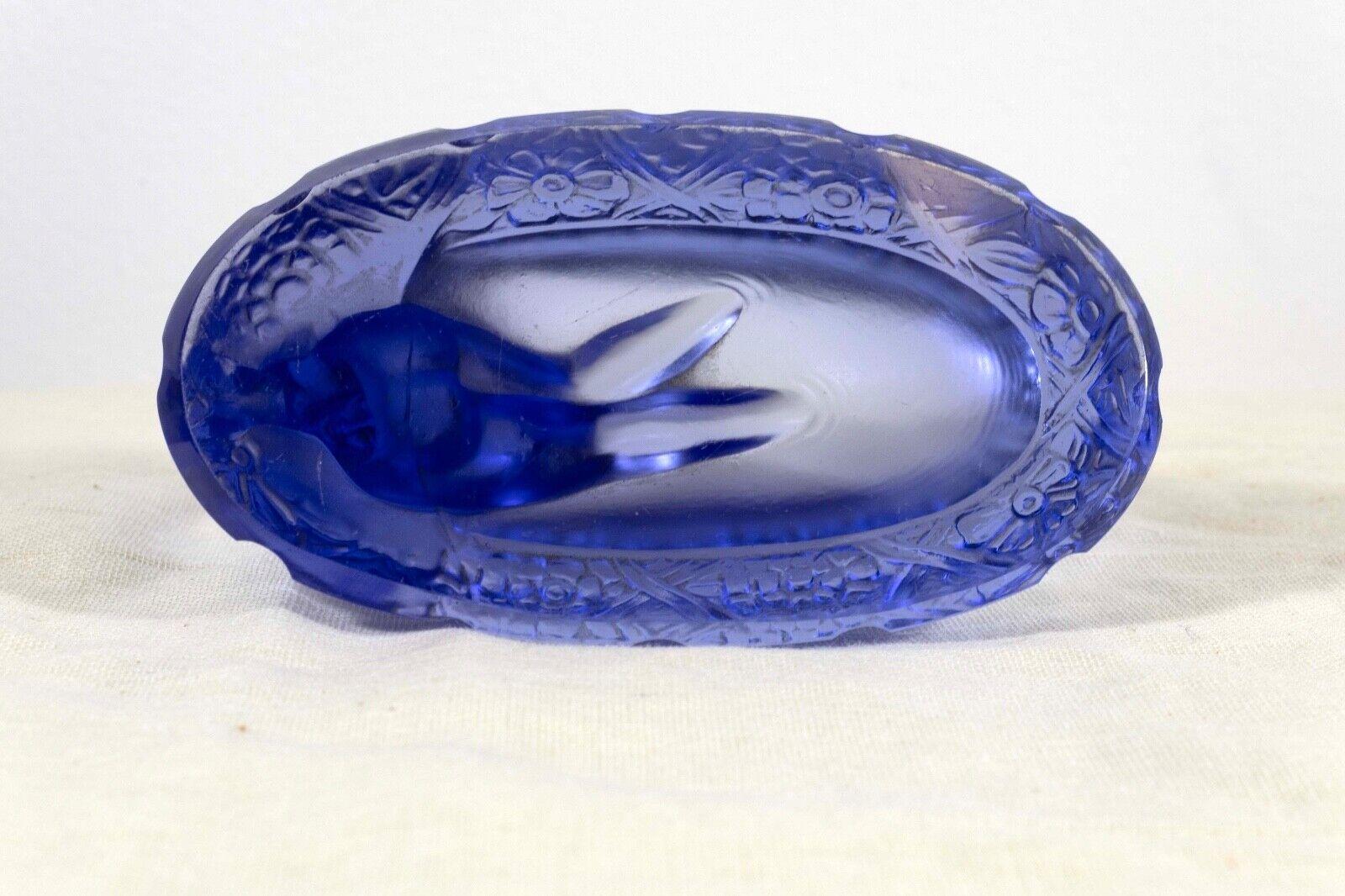 Heinrich Hoffmann Ingrid Art Deco Pin Tray Blue Glass Female Nude 1930s For Sale 4