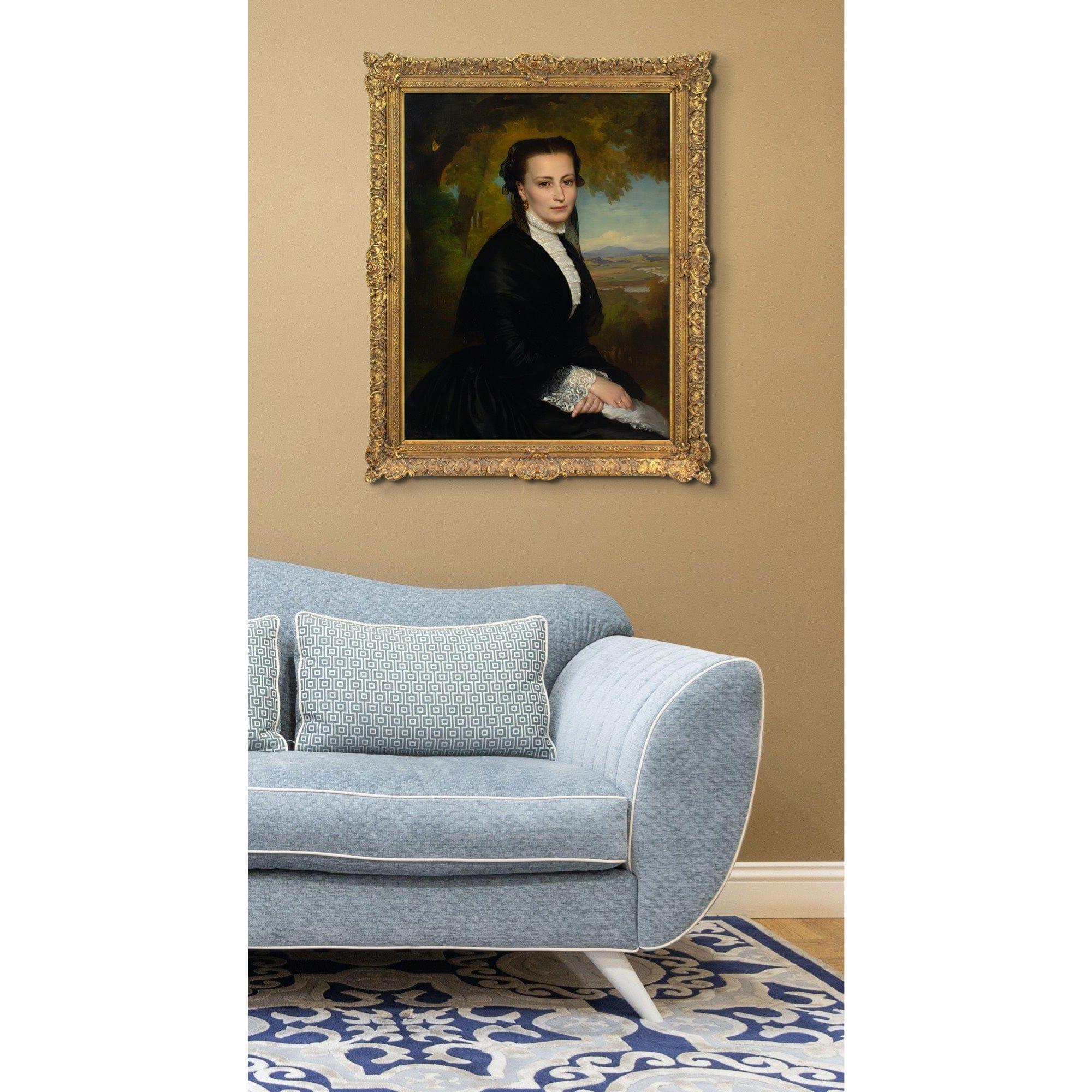 Heinrich Hollpein, Portrait Of A Lady In Black, Antique Oil Painting 2