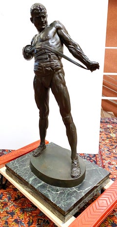 Heinrich Karl Baucke German Bronze Figure of a Gladiator