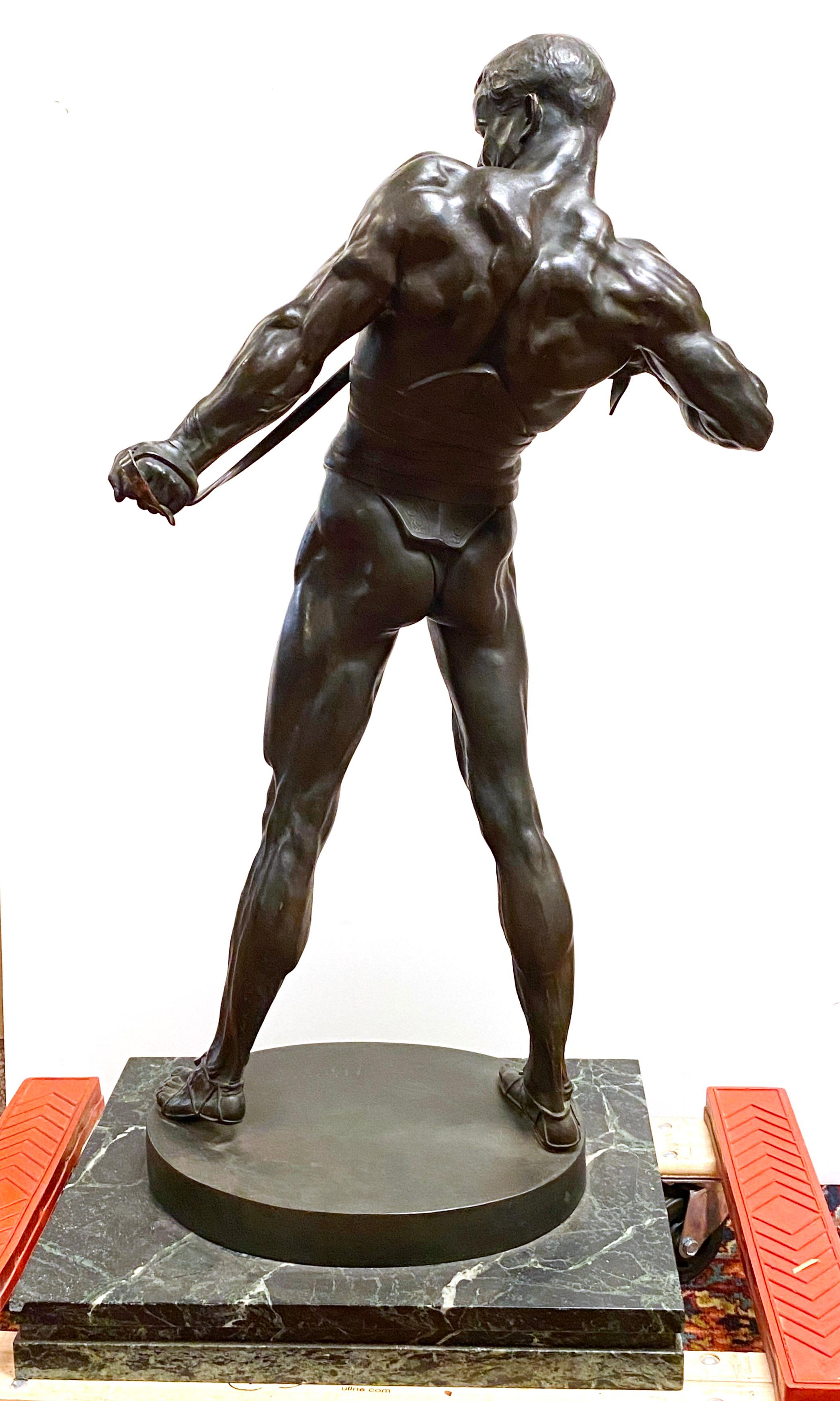 Heinrich Karl Baucke German Bronze Figure of a Gladiator In Good Condition In New York, NY
