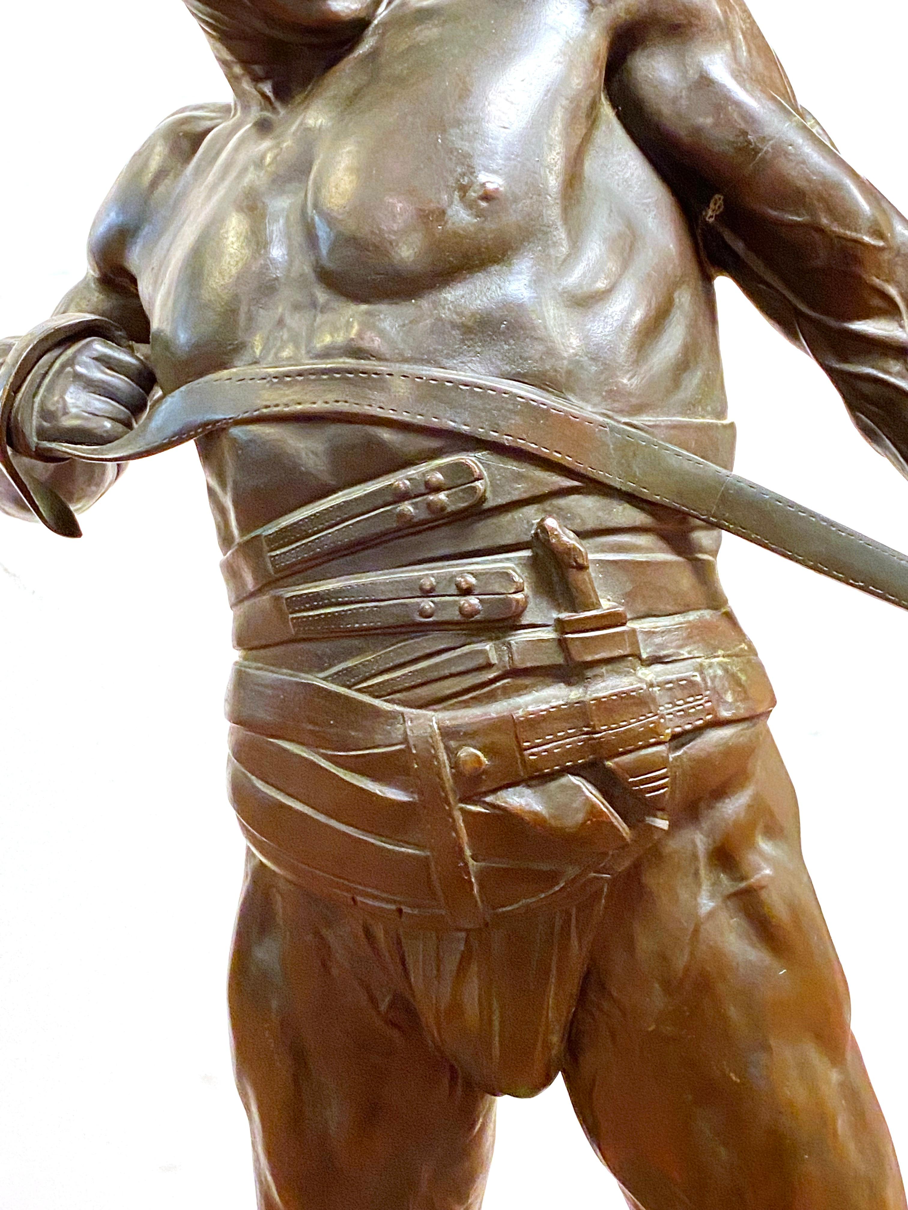 Heinrich Karl Baucke German Bronze Figure of a Gladiator 1
