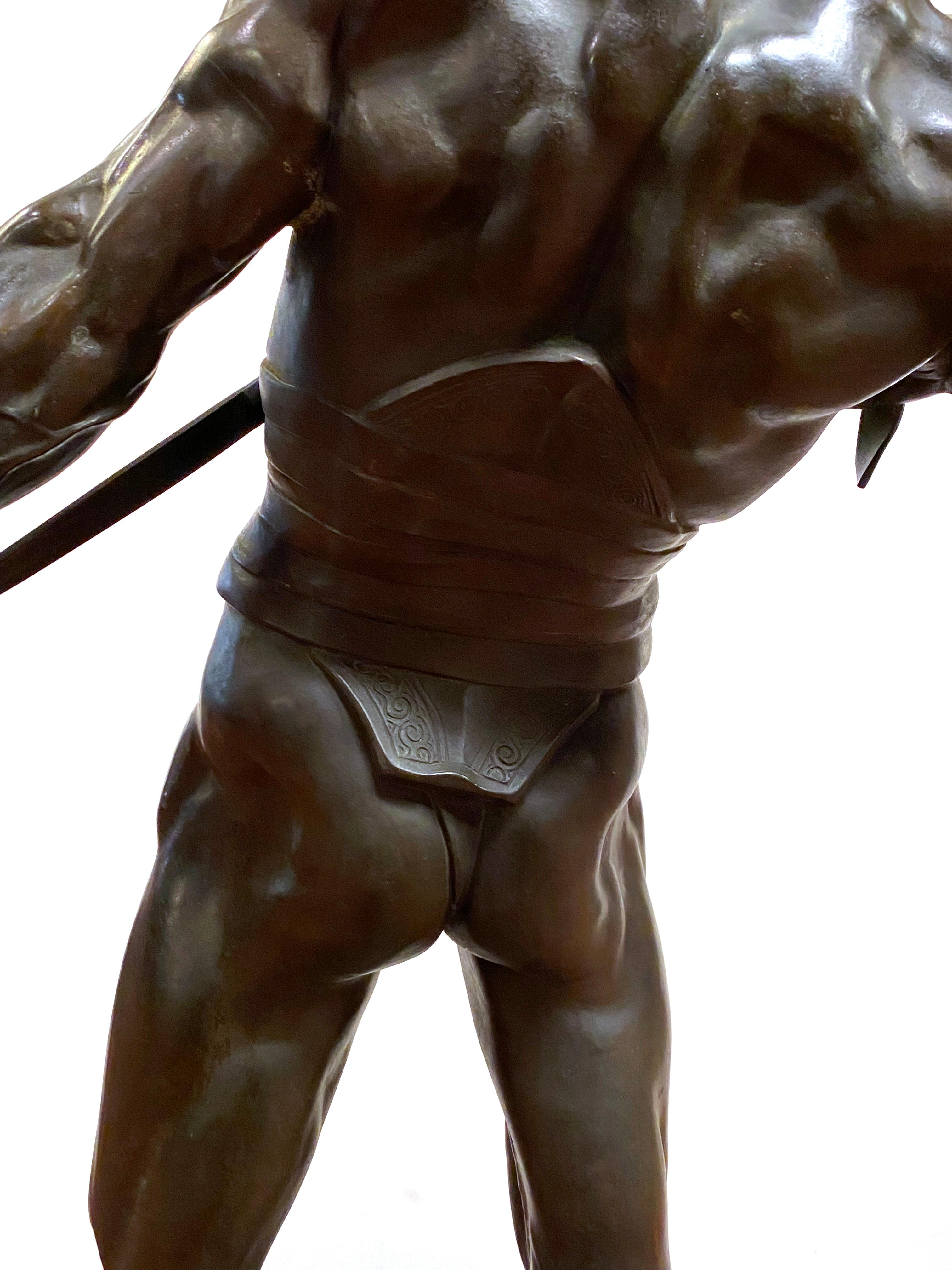 Heinrich Karl Baucke German Bronze Figure of a Gladiator 2
