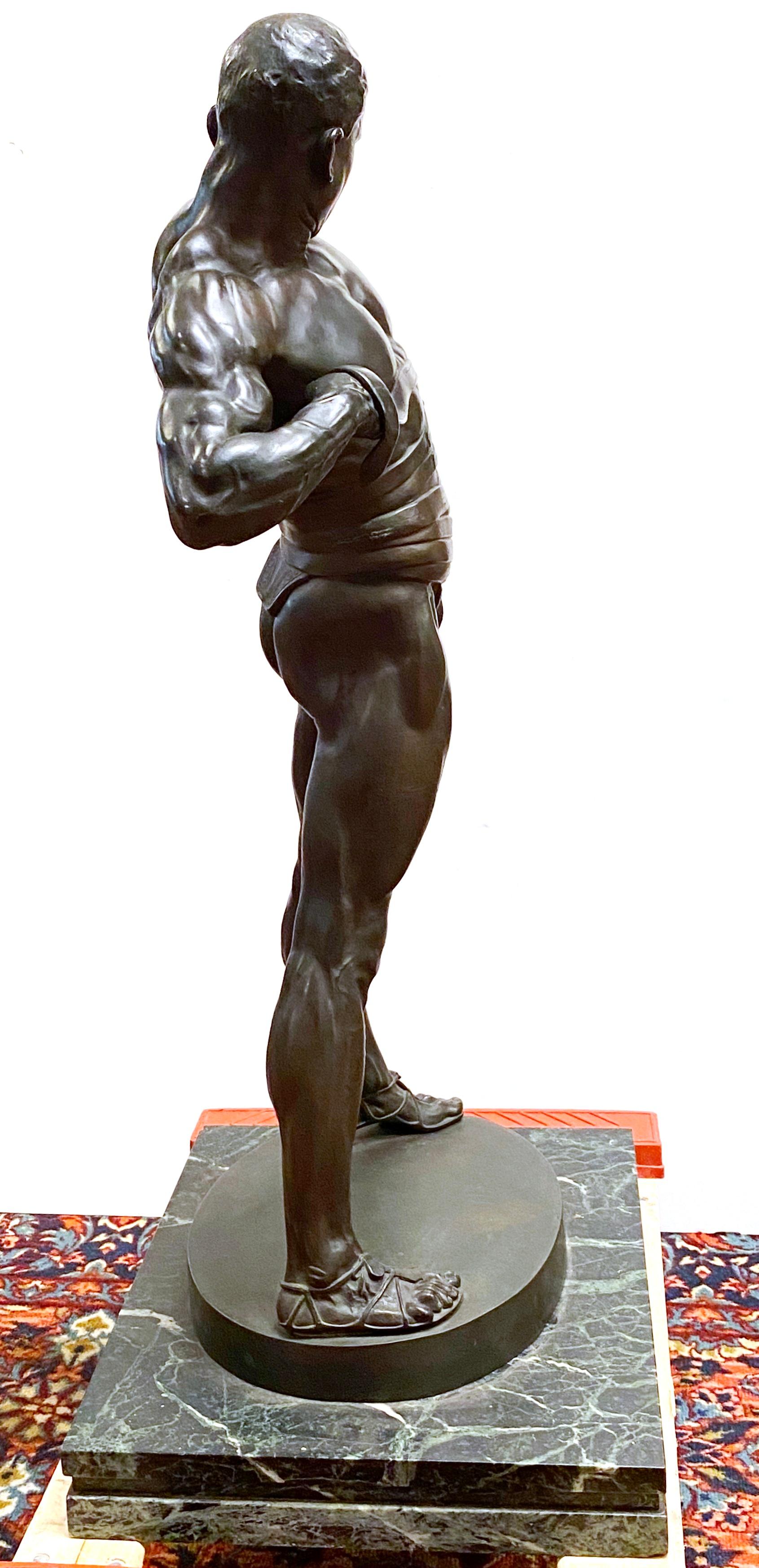 Heinrich Karl Baucke German Bronze Figure of a Gladiator 4