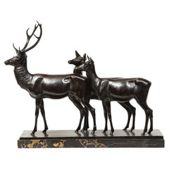 Heinrich Karl Scholz (Austria, 1880-1937) A Fine Patinated Bronze Group of Deer