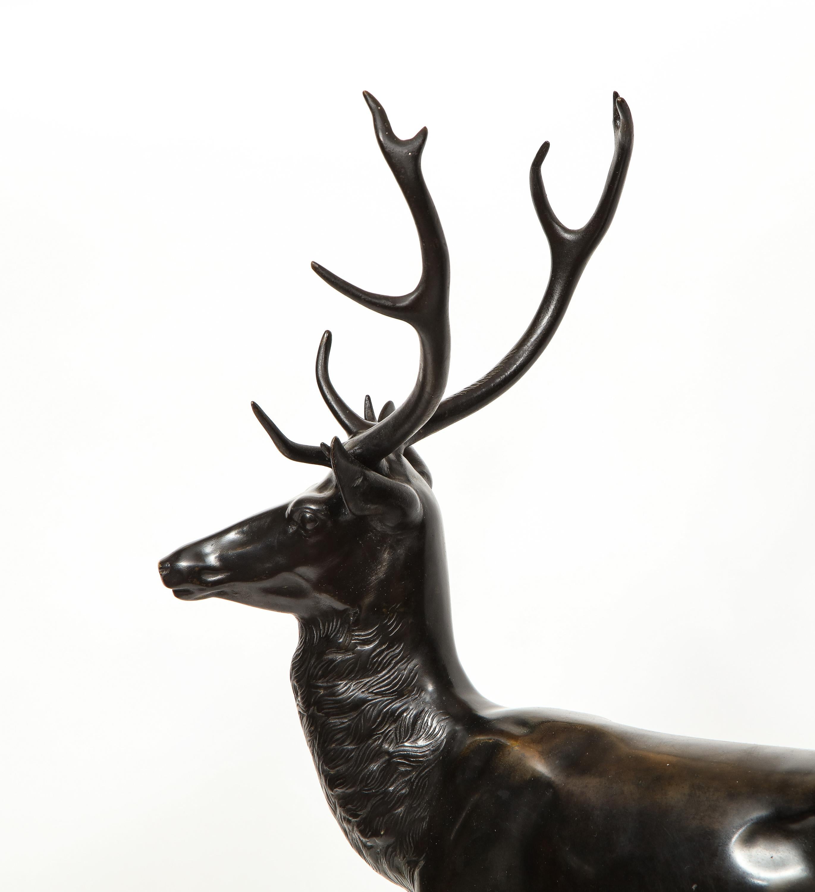 Heinrich Karl Scholz a Fine Patinated Bronze Group of Deer 3
