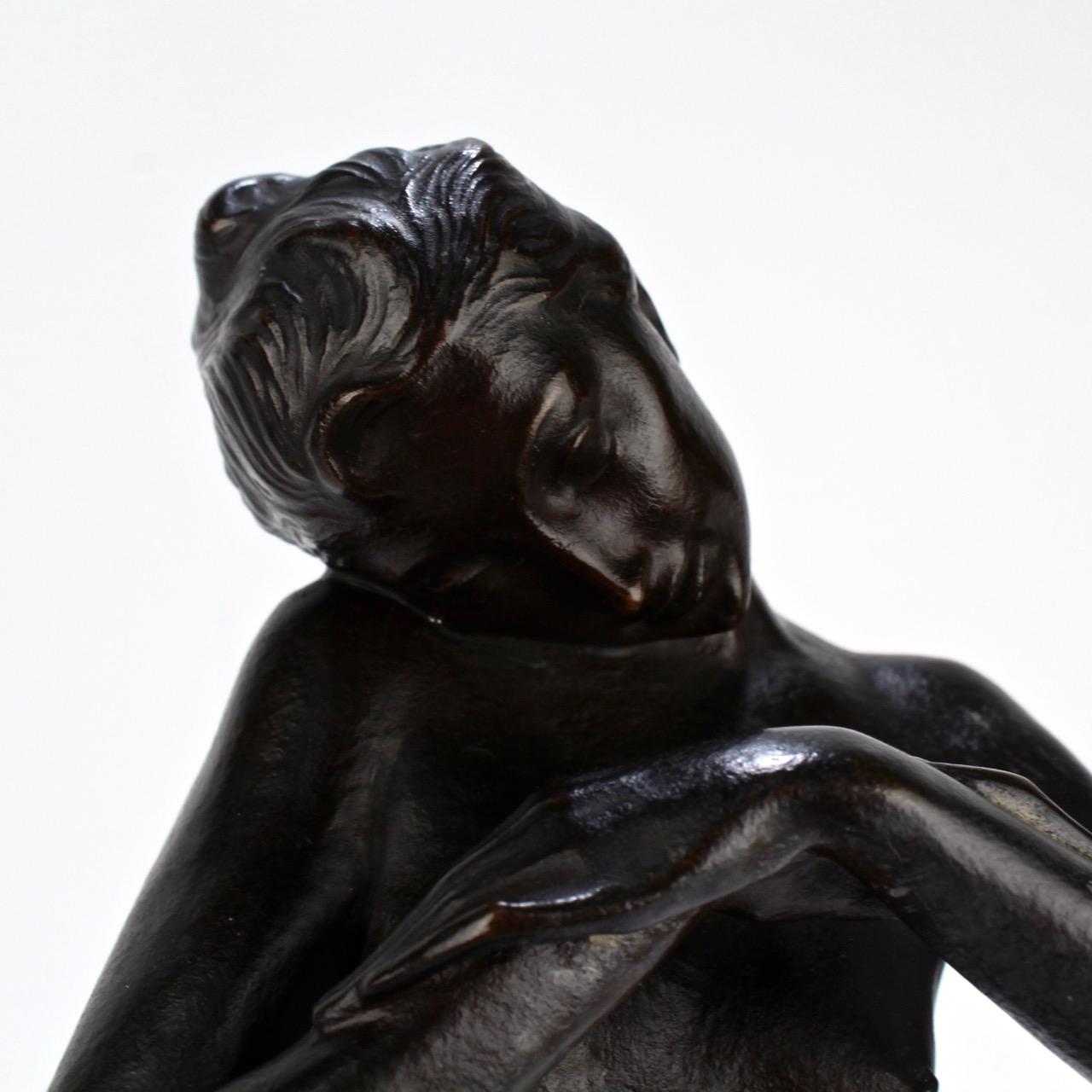 Heinrich Karl Scholz Austrian Art Nouveau or Jungenstil Bronze Nude Dancer, 1919 4