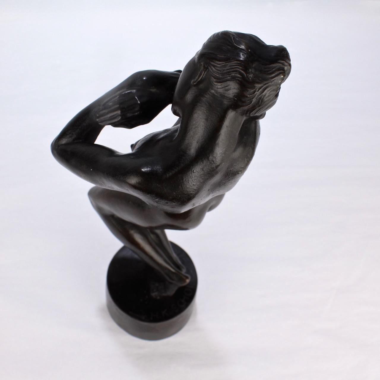 Heinrich Karl Scholz Austrian Art Nouveau or Jungenstil Bronze Nude Dancer, 1919 5