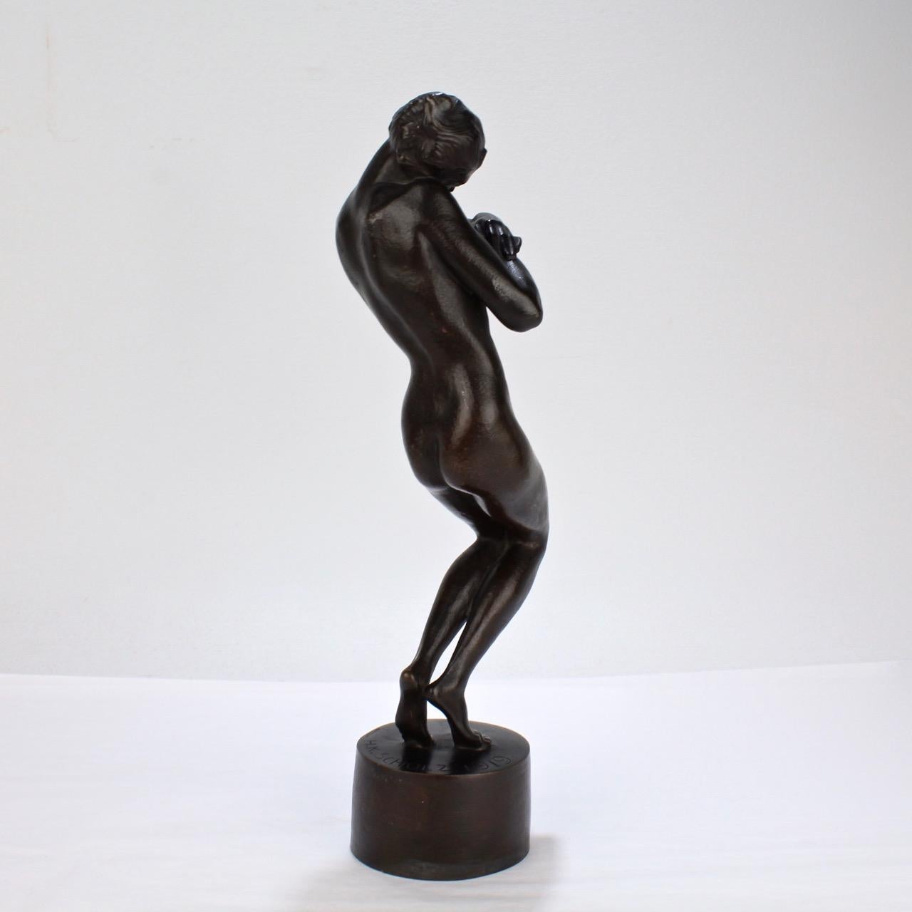 Jugendstil Heinrich Karl Scholz Austrian Art Nouveau or Jungenstil Bronze Nude Dancer, 1919