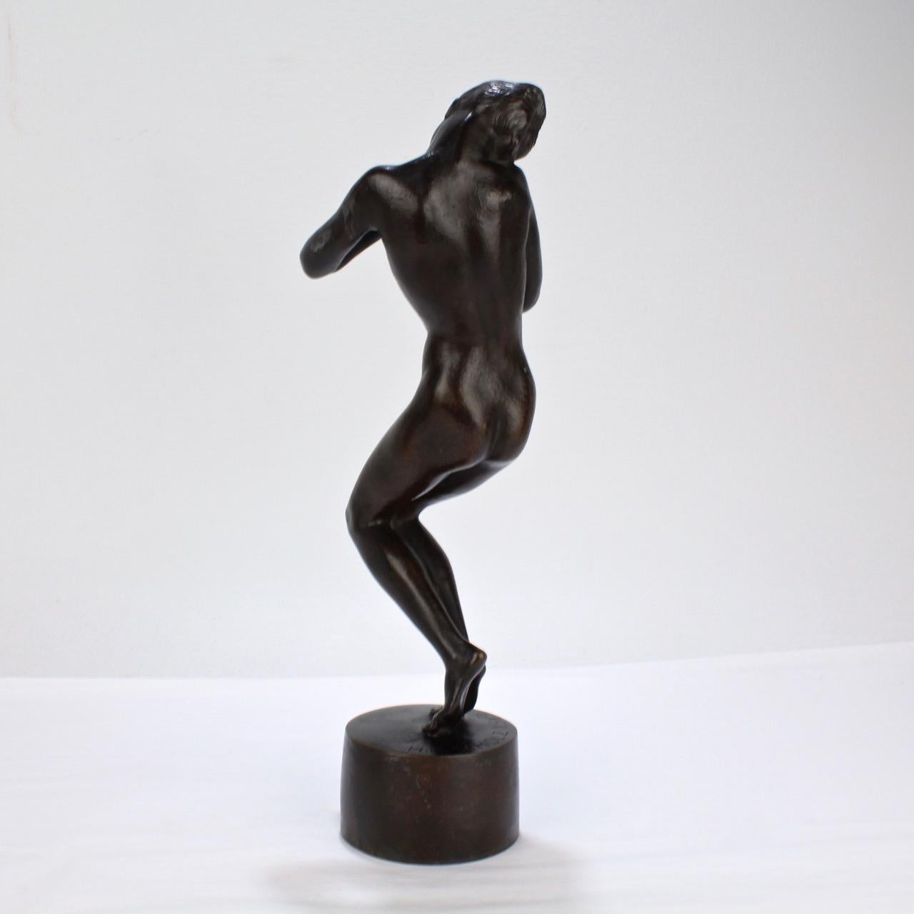 Heinrich Karl Scholz Austrian Art Nouveau or Jungenstil Bronze Nude Dancer, 1919 In Good Condition In Philadelphia, PA