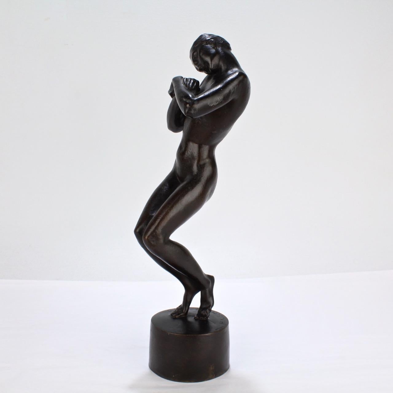 Heinrich Karl Scholz Austrian Art Nouveau or Jungenstil Bronze Nude Dancer, 1919 1