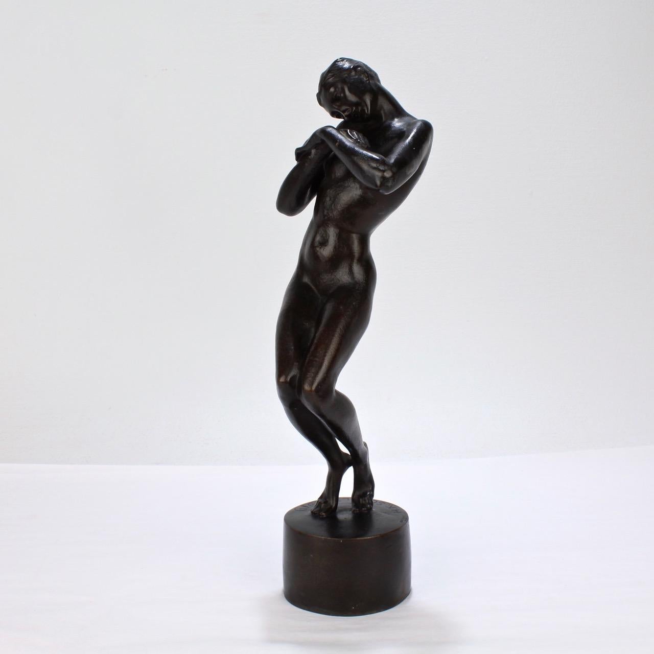 Heinrich Karl Scholz Austrian Art Nouveau or Jungenstil Bronze Nude Dancer, 1919 2
