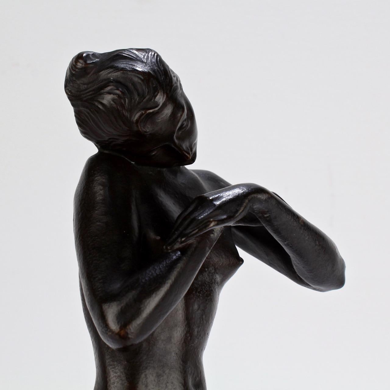 Heinrich Karl Scholz Austrian Art Nouveau or Jungenstil Bronze Nude Dancer, 1919 3