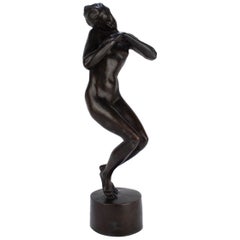 Heinrich Karl Scholz Austrian Art Nouveau or Jungenstil Bronze Nude Dancer, 1919