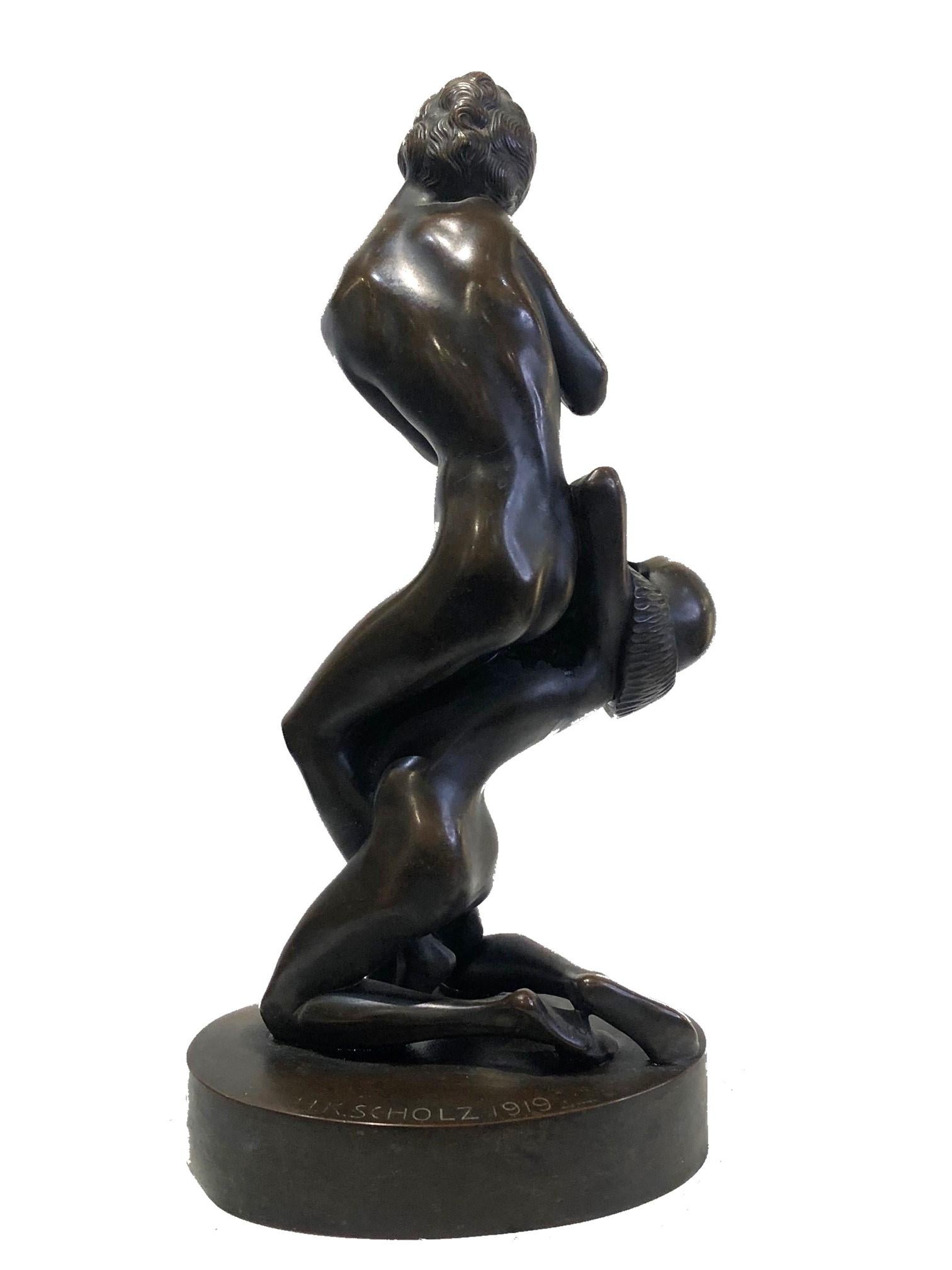 Heinrich Karl Scholz, Declaration of Love, Art-Déco-Bronzeskulptur, 1919 im Angebot 3