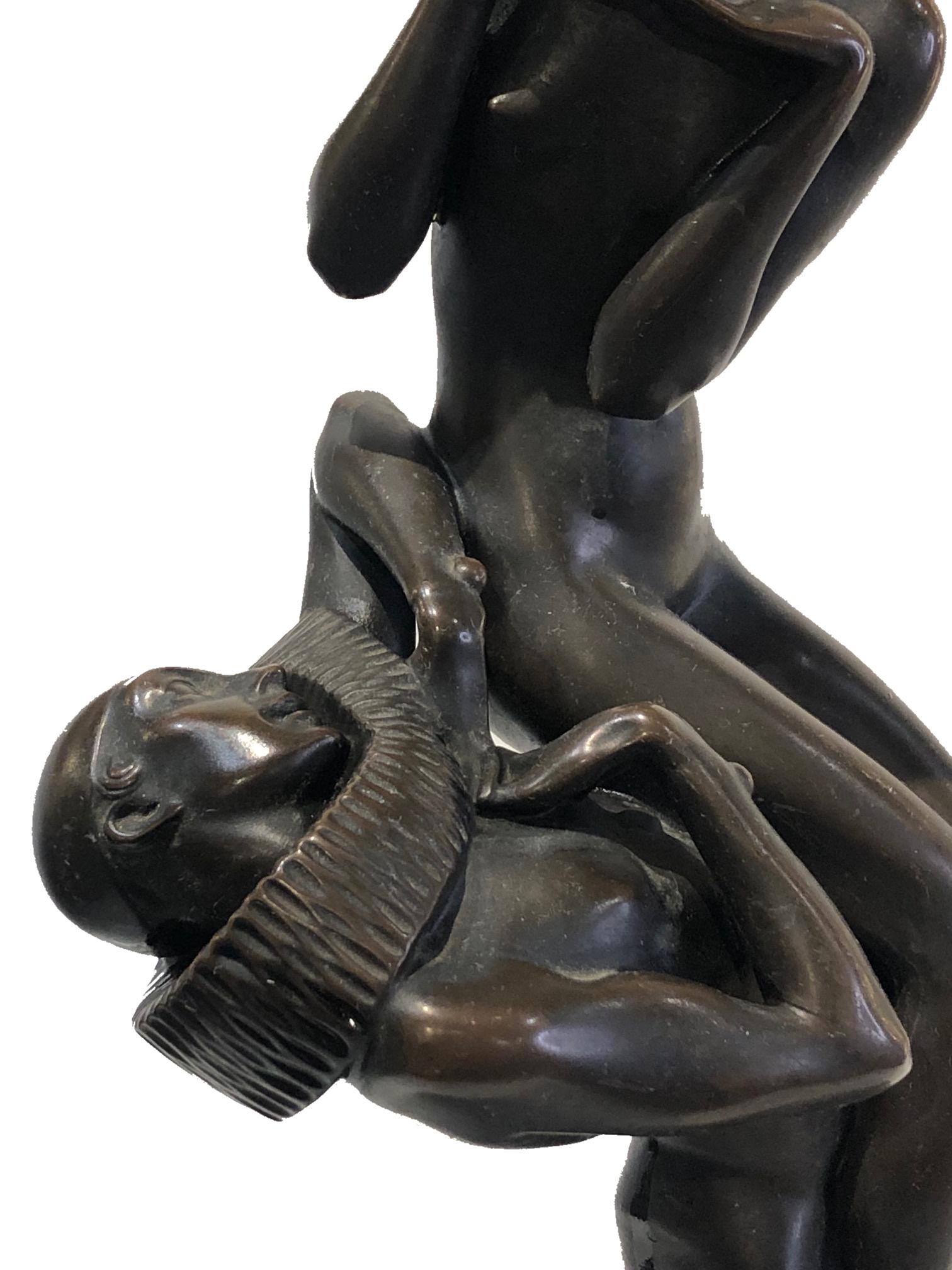 Heinrich Karl Scholz, Declaration of Love, sculpture en bronze Art déco, 1919 Bon état - En vente à New York, NY