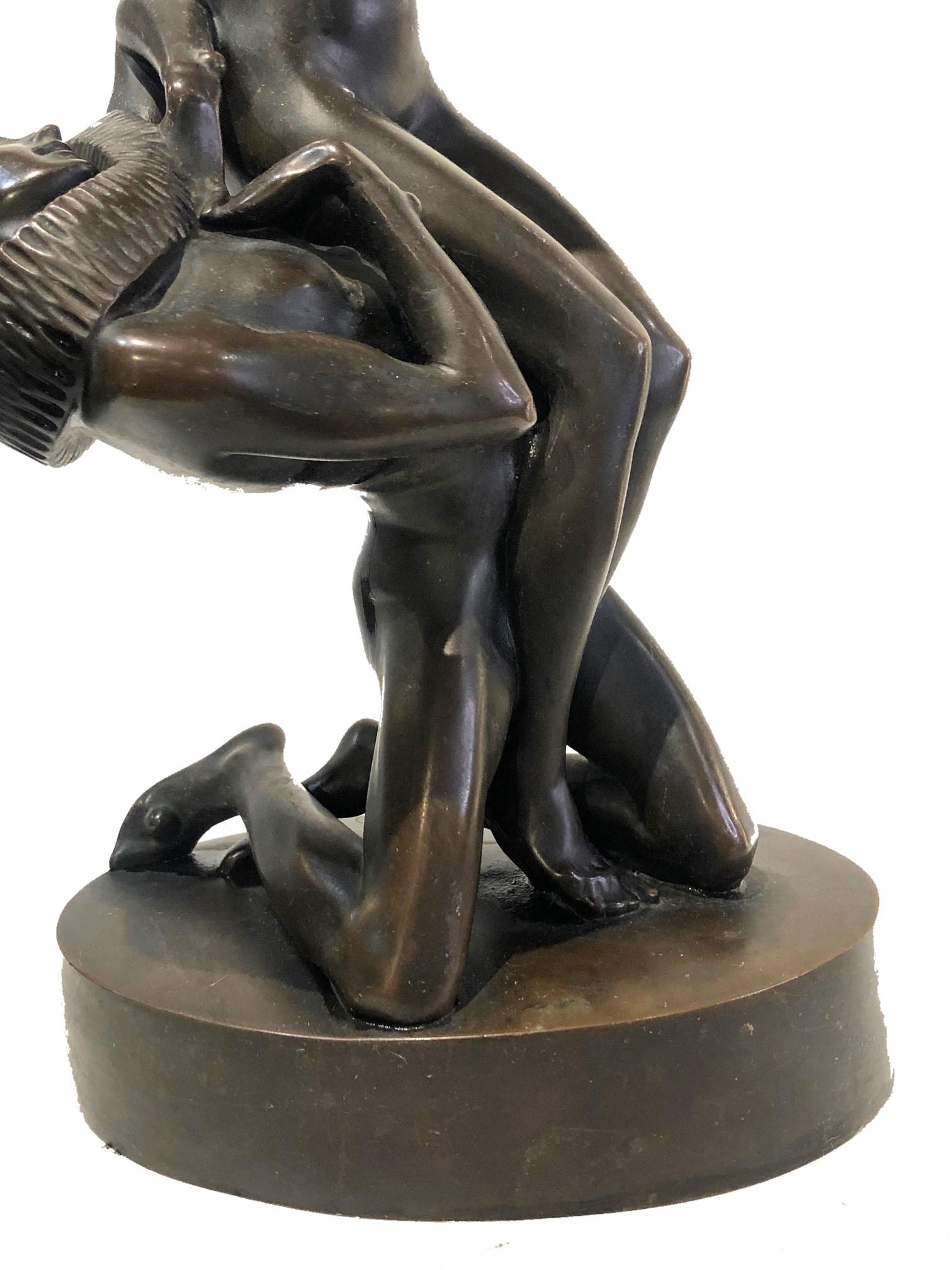 Heinrich Karl Scholz, Declaration of Love, sculpture en bronze Art déco, 1919 en vente 1
