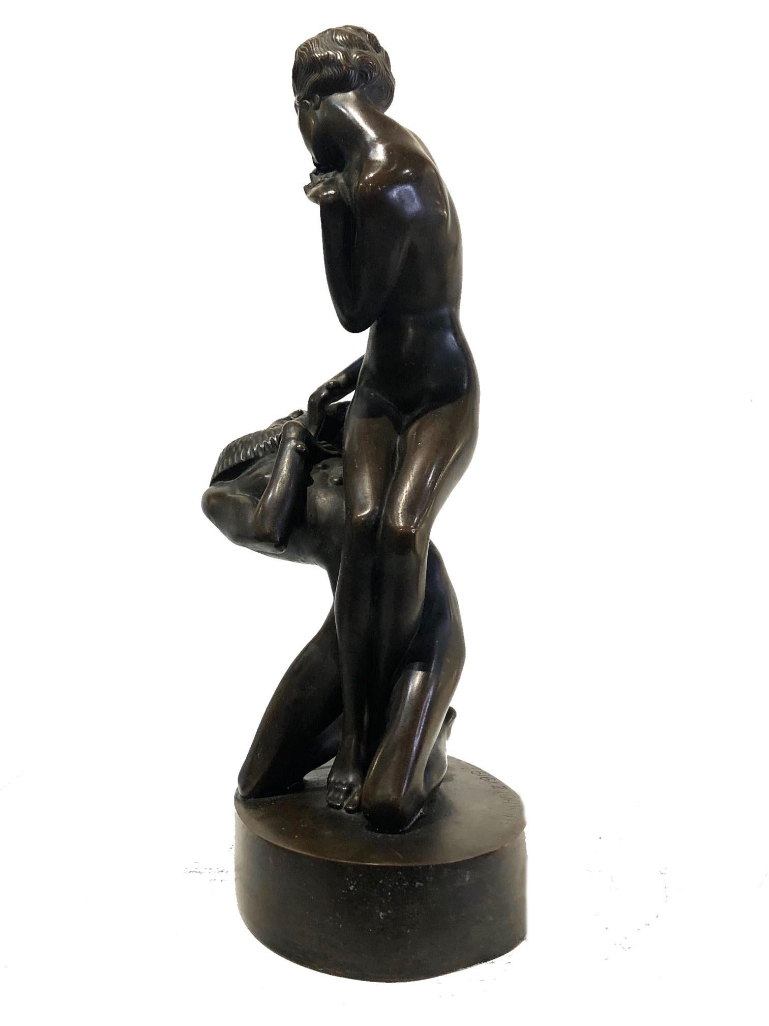 Heinrich Karl Scholz, Declaration of Love, sculpture en bronze Art déco, 1919 en vente 2