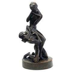 Heinrich Karl Scholz, Declaration of Love, sculpture en bronze Art déco, 1919