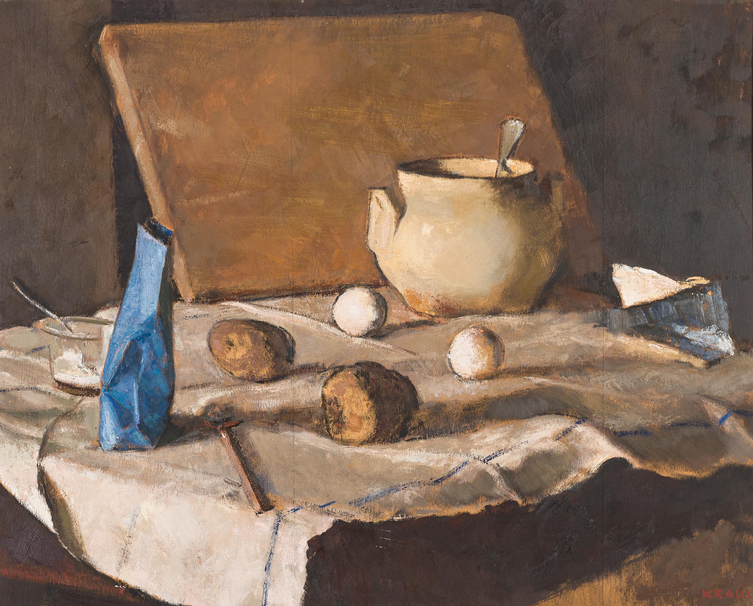 Still-Life Painting di Heinrich Krause - Küchenstillleben