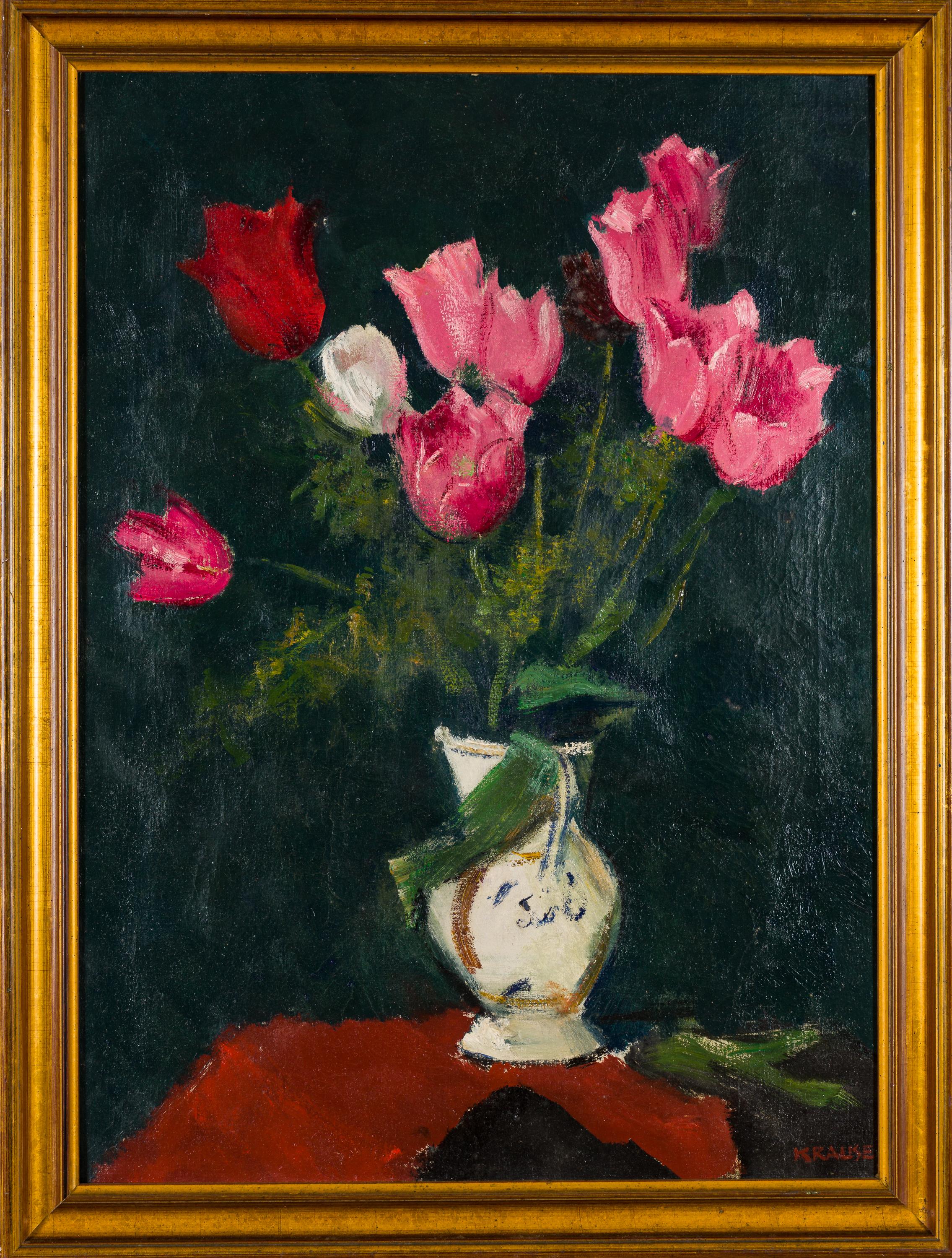 Stillleben mit Tulpen - Painting di Heinrich Krause