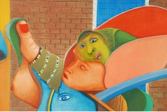 La Musicale Sentiment, Pittura ad olio surrealista su tela di Frama