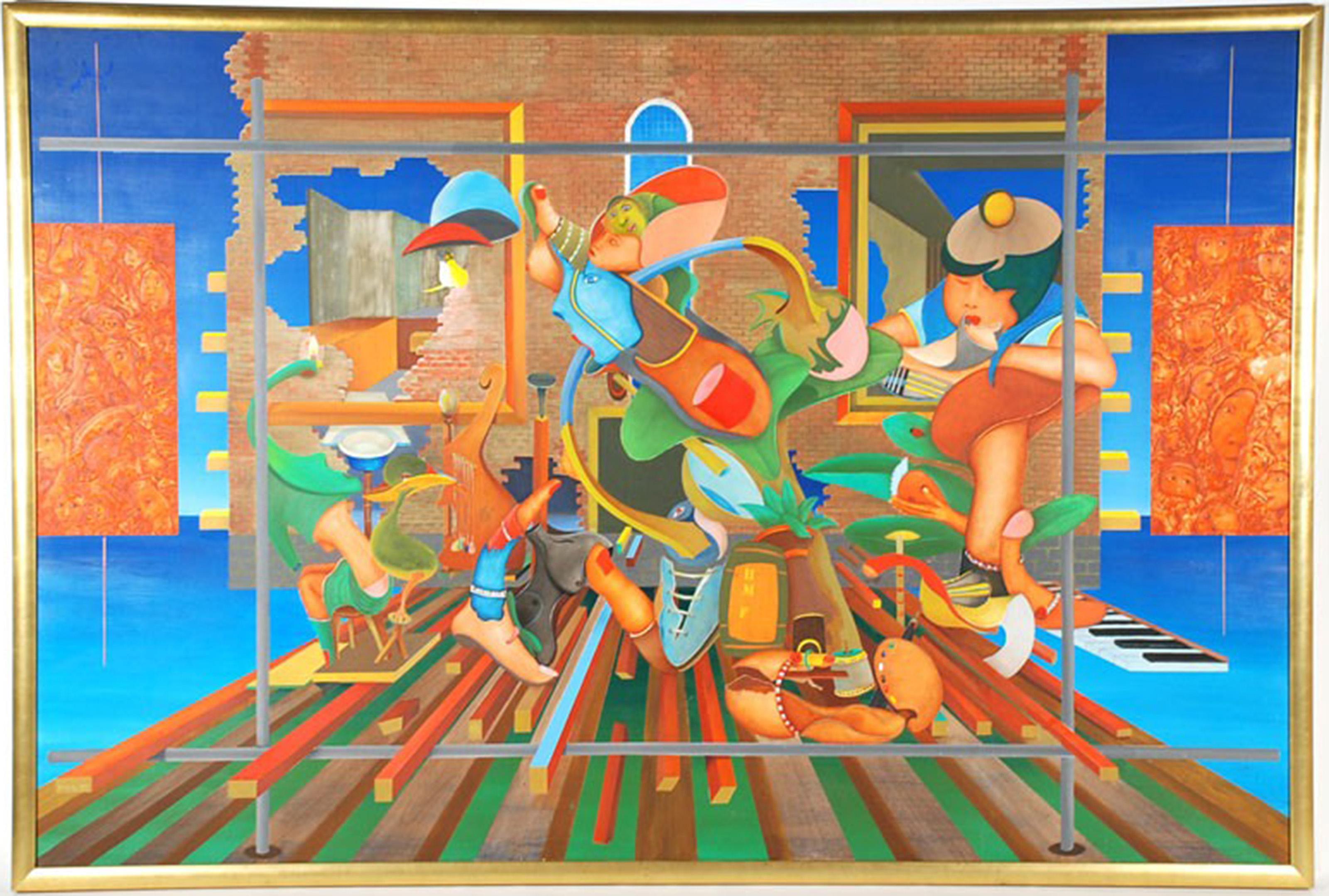 La Musicale Sentiment, Surrealist Oil Painting on Canvas by Frama