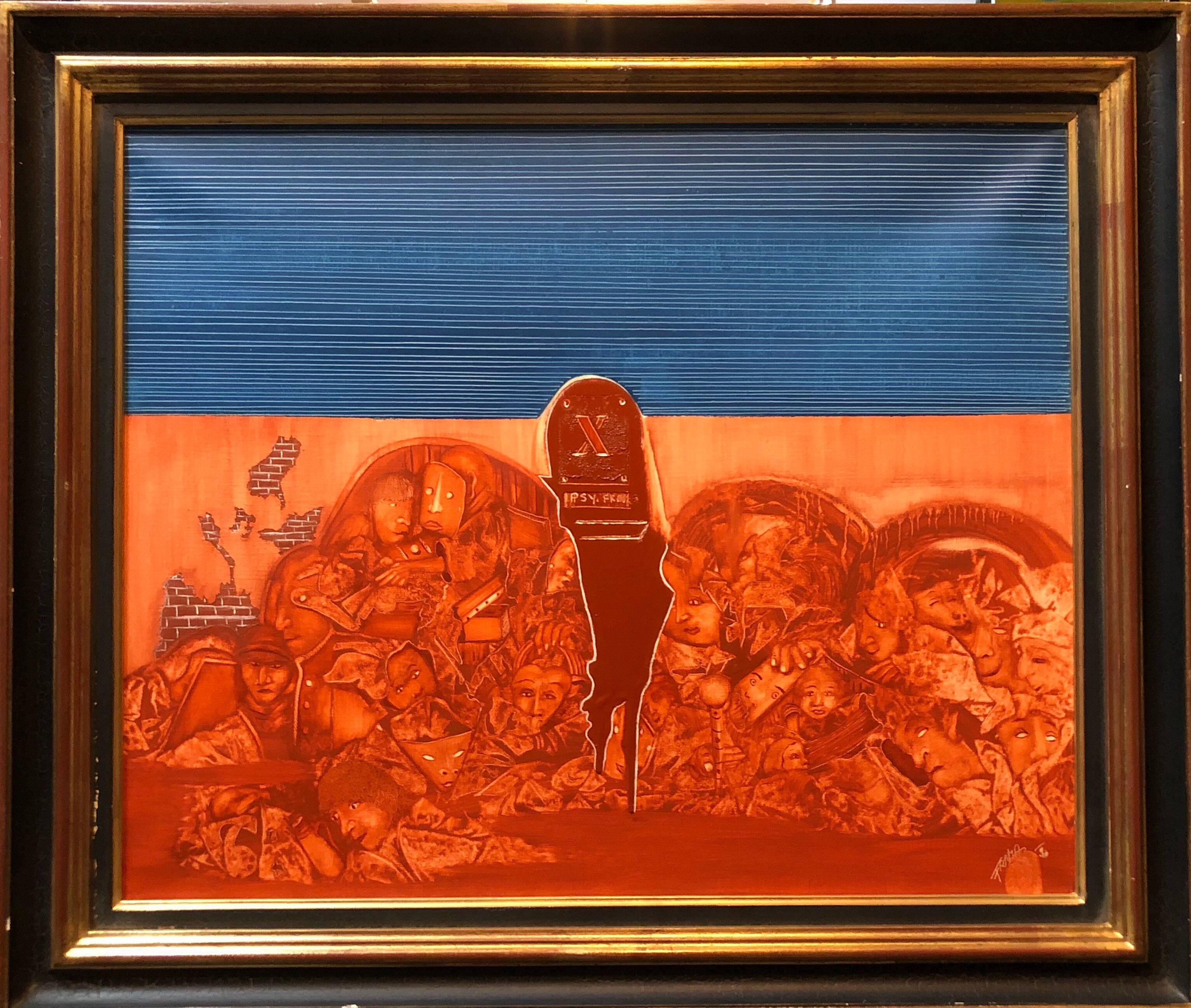 Heinrich Maryan Frama Abstract Painting - Untitled, Nude Surreal Figures Together Slovenian French Oil Painting