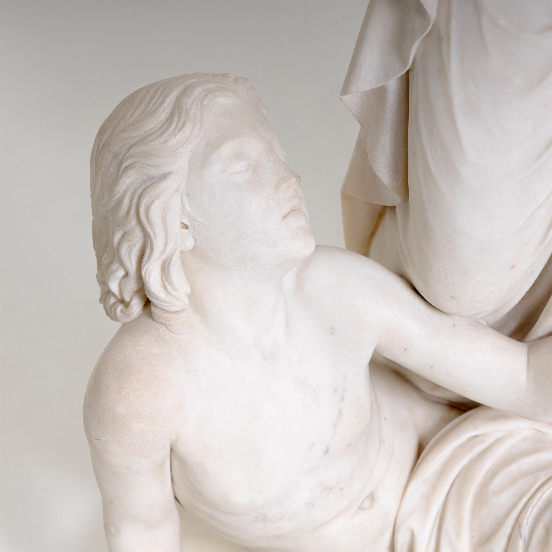 Marble Heinrich Max Imhof, Hagar and Ishmael, 1849 For Sale