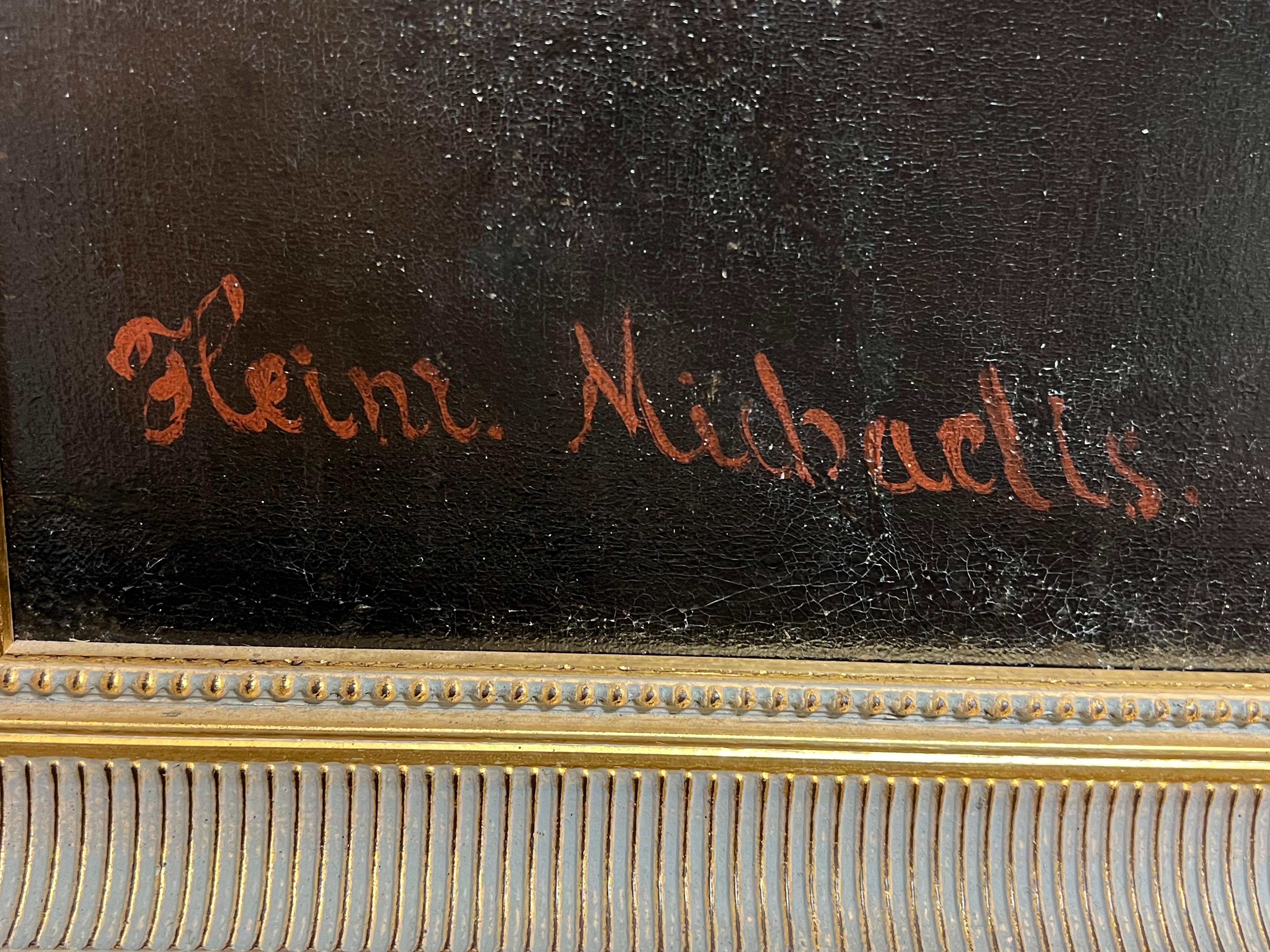 Enorme retrato alemán del siglo XIX de elegante dama vestida para el baile firmado al óleo 5