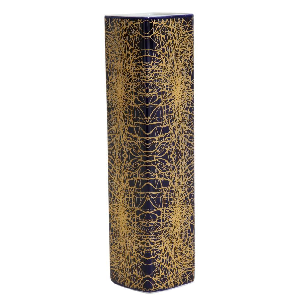 Allemand Vase en porcelaine de Heinrich, or et bleu cobalt, signé