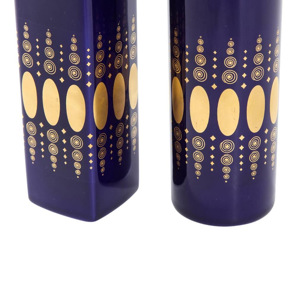 Heinrich Porcelain Vases, Cobalt Blue and Gold, Signed In Good Condition In New York, NY