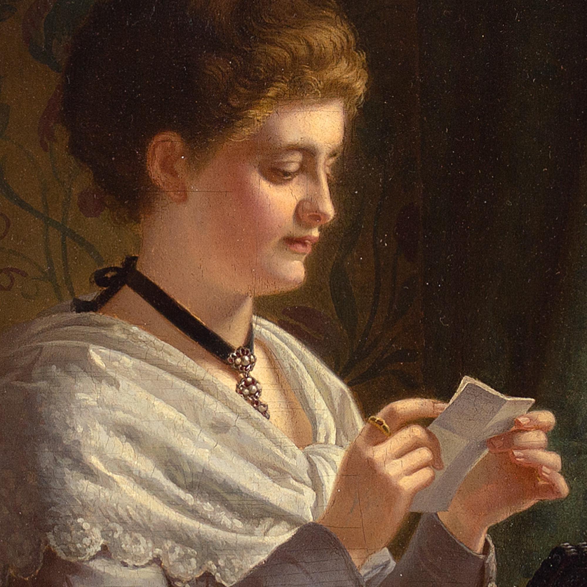 Heinrich Spiess, The Love Letter, Oil Painting For Sale 1