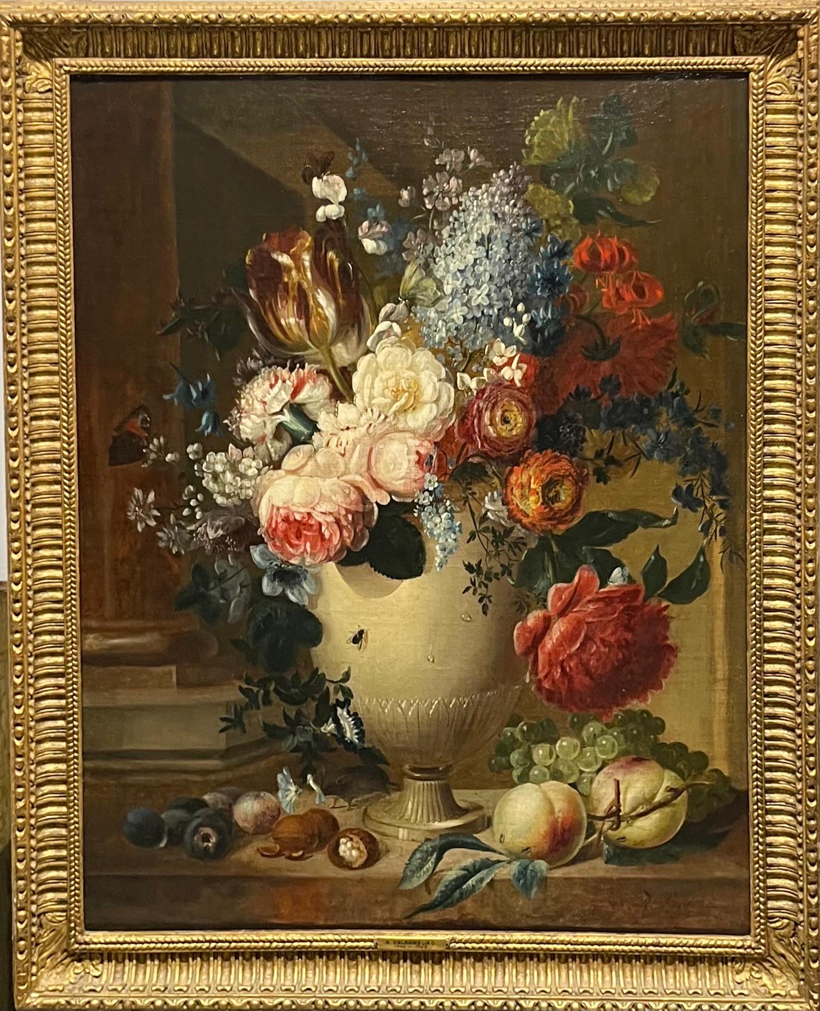 Une nature morte de fleurs dans une urne - Maîtres anciens Painting par Heinrich von Valkenburg
