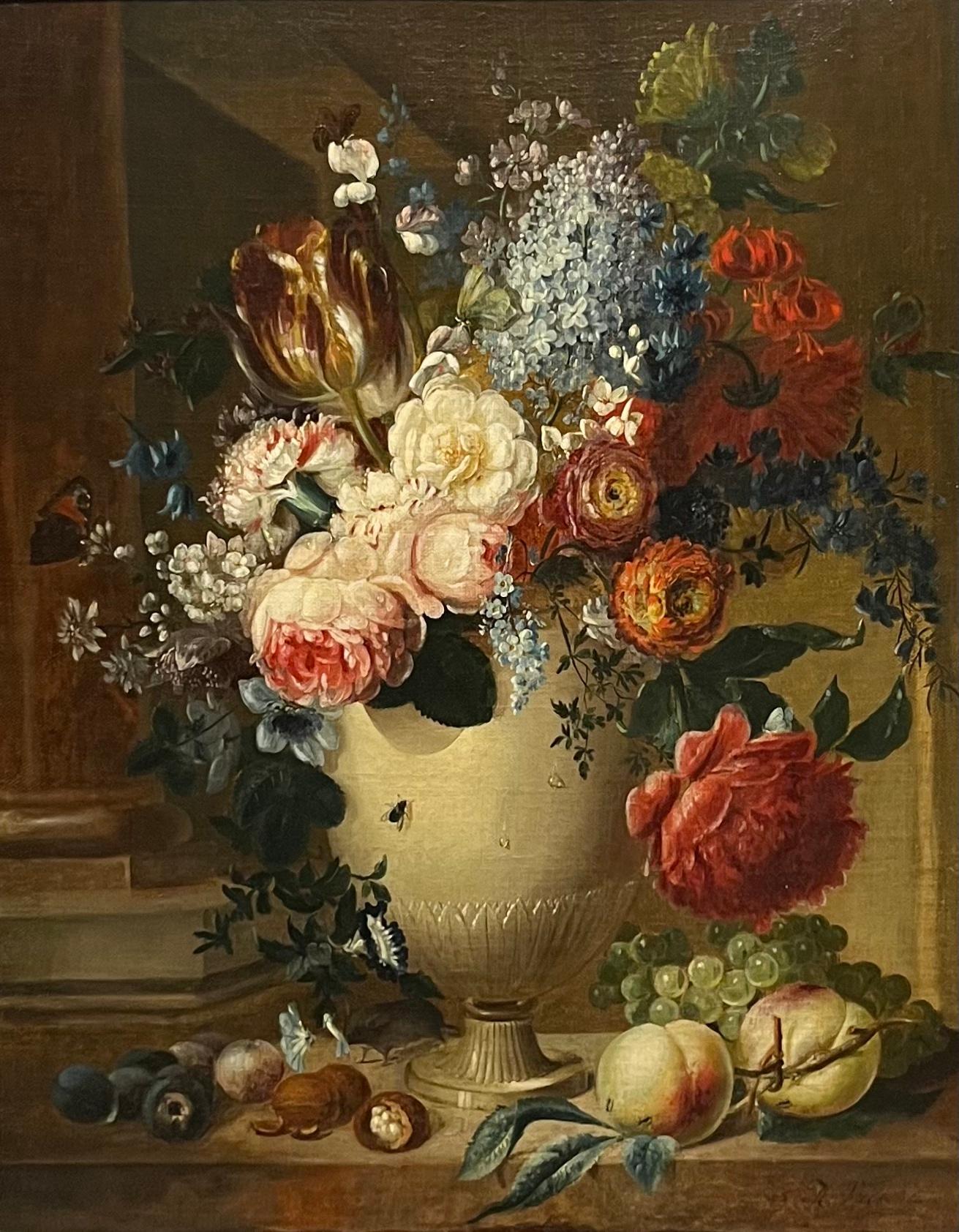 A still life of flowers in an urn - Painting by Heinrich von Valkenburg