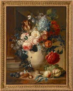 A still life of flowers in an urn
