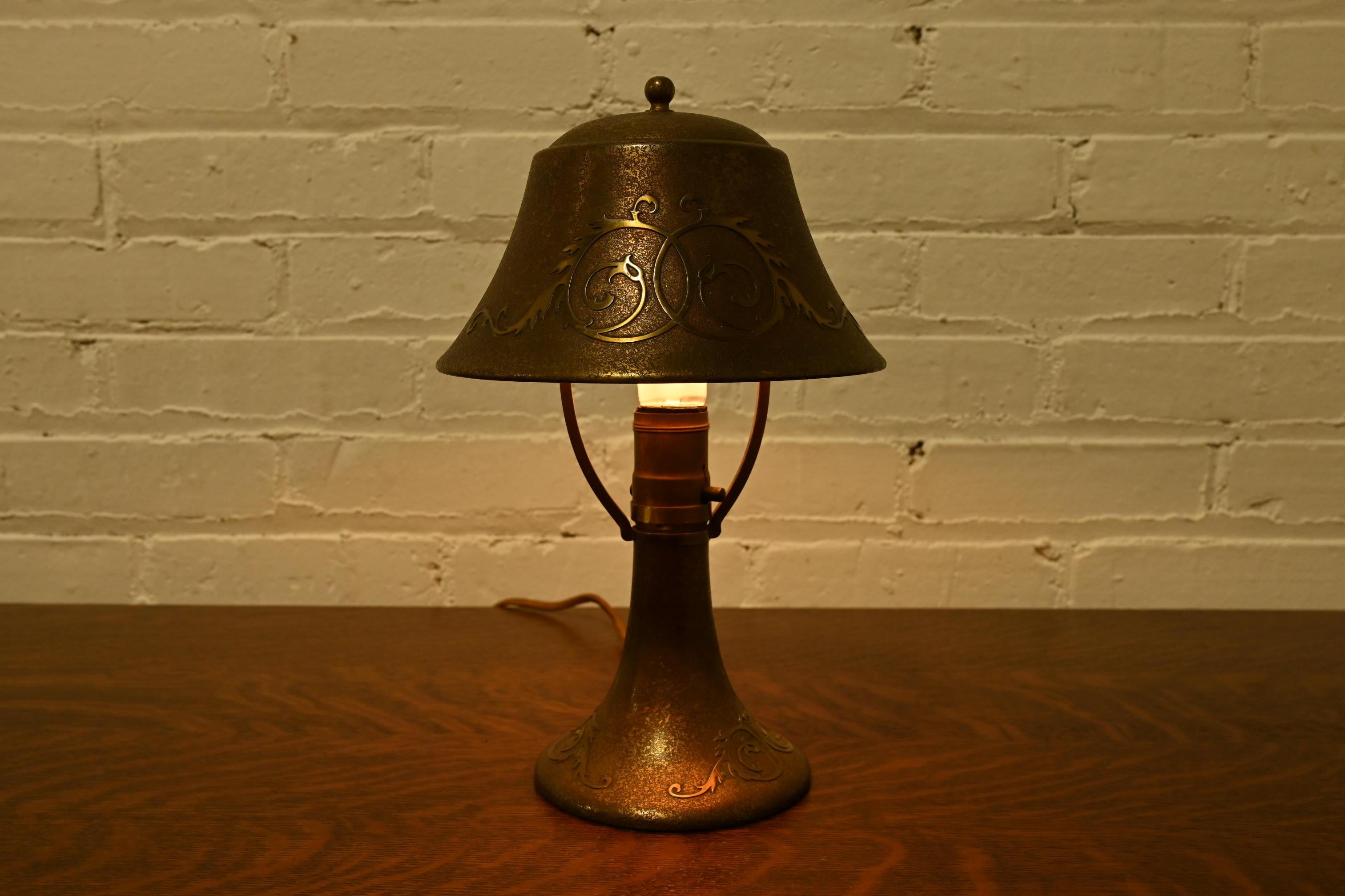Heintz Antique Arts & Crafts Bronze Desk Lamp 4
