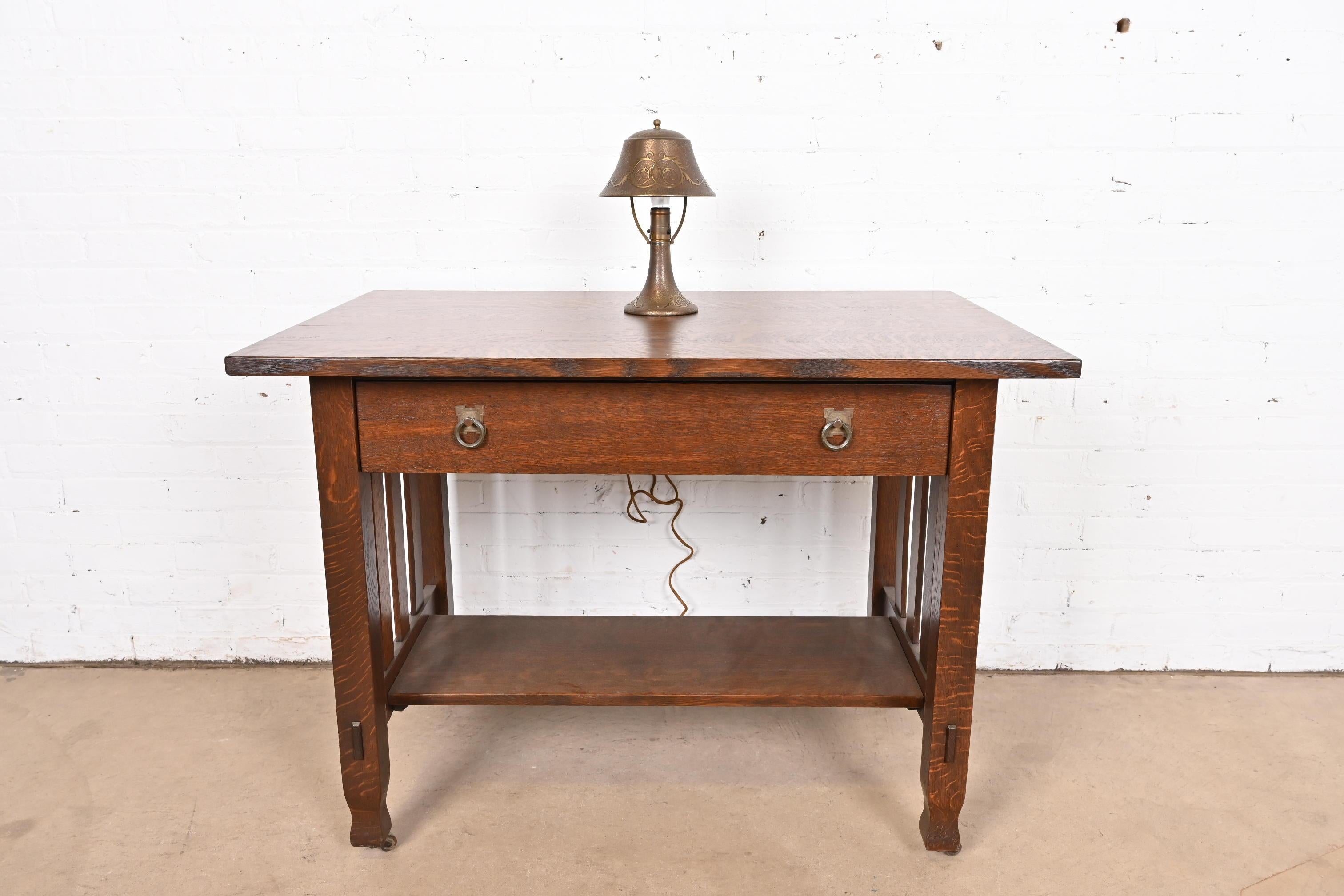 Heintz Antique Arts & Crafts Bronze Desk Lamp 5